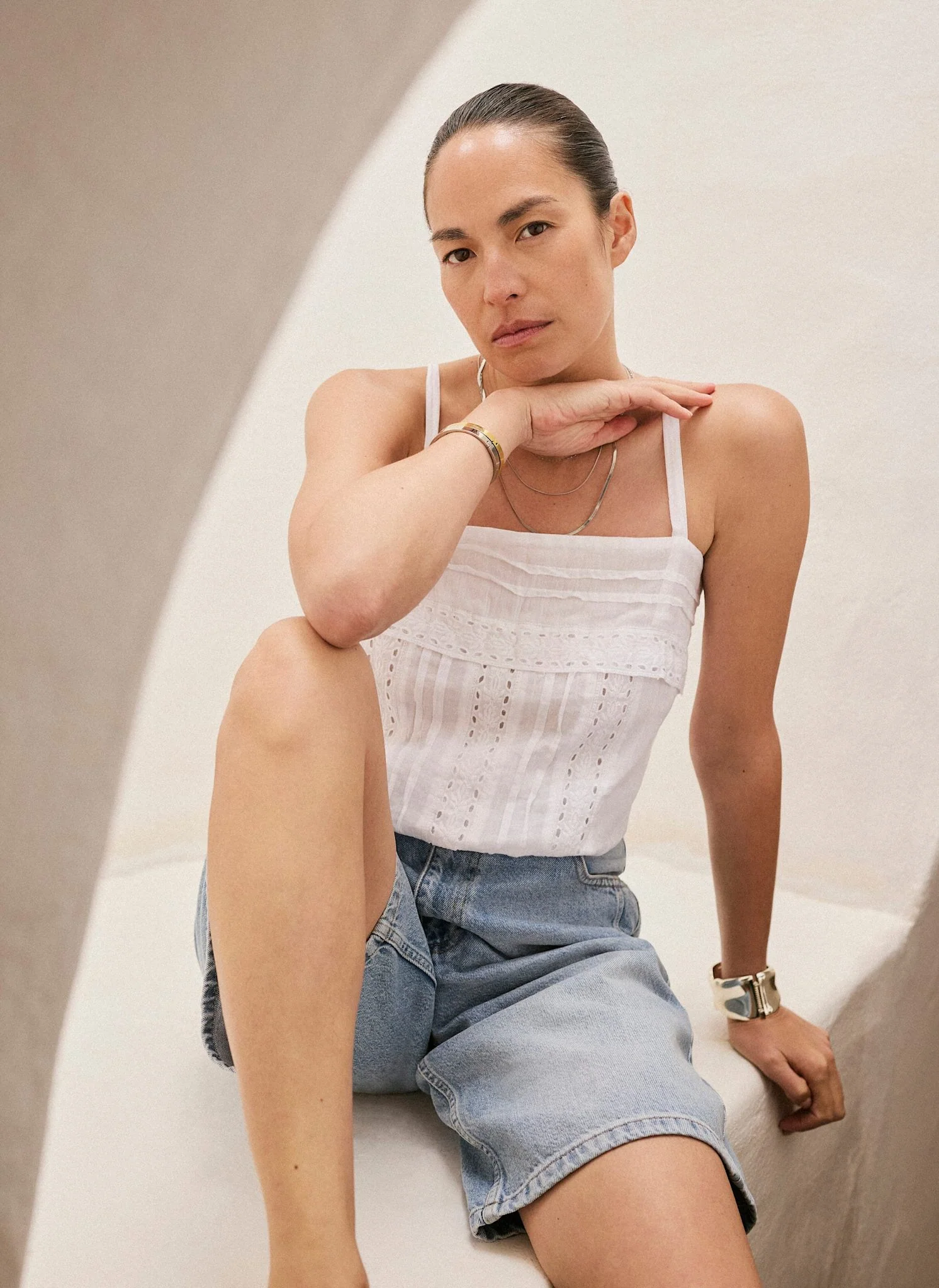 Denim Mid Length Shorts - Image 4