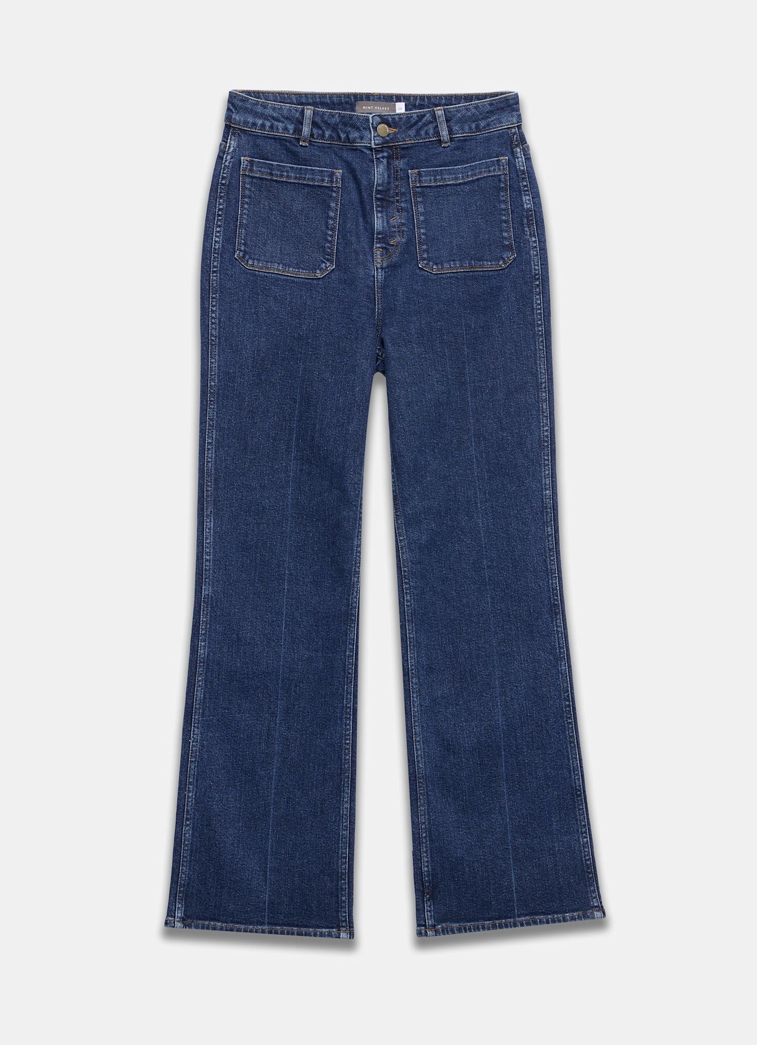 Indigo Relaxed Flare Patch Pocket Jeans - Image 7