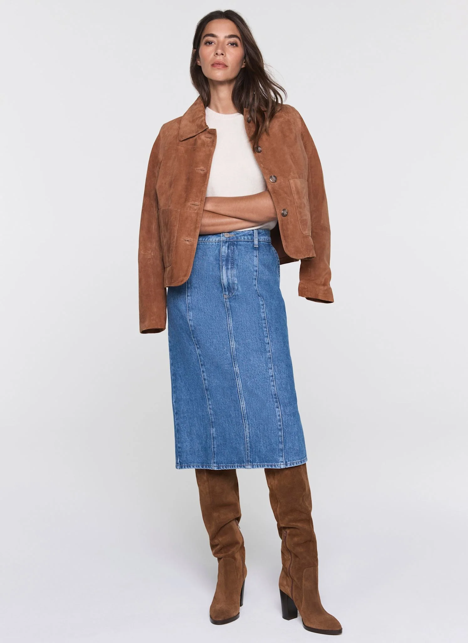 Indigo Denim Straight Midi Skirt - Image 5