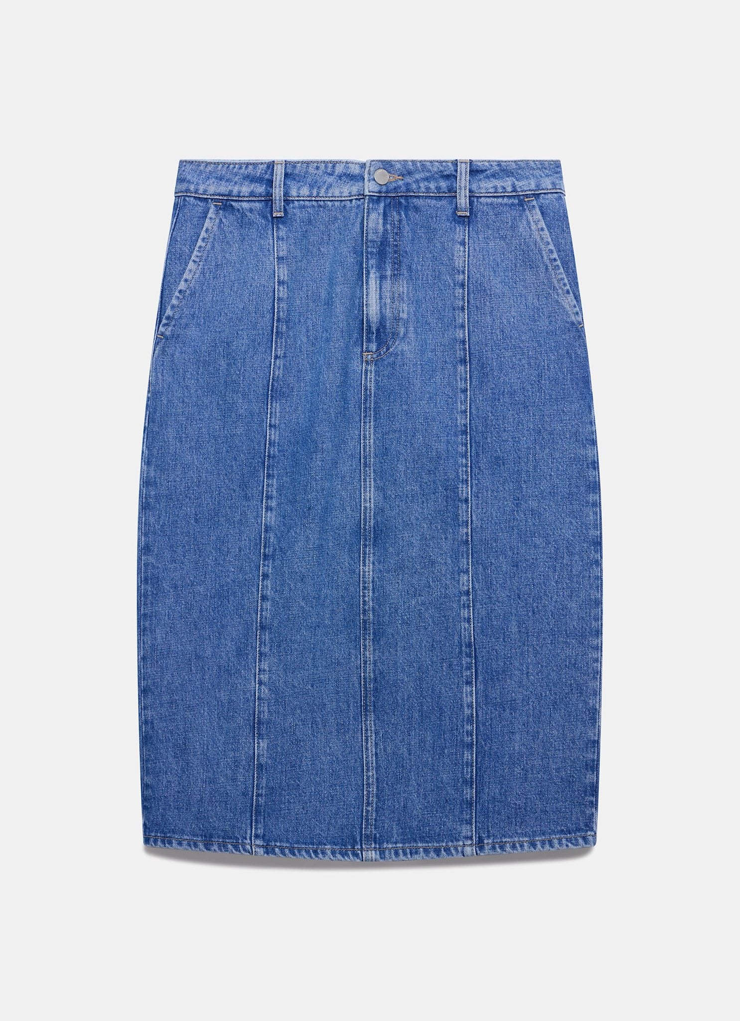 Indigo Denim Straight Midi Skirt - Image 6