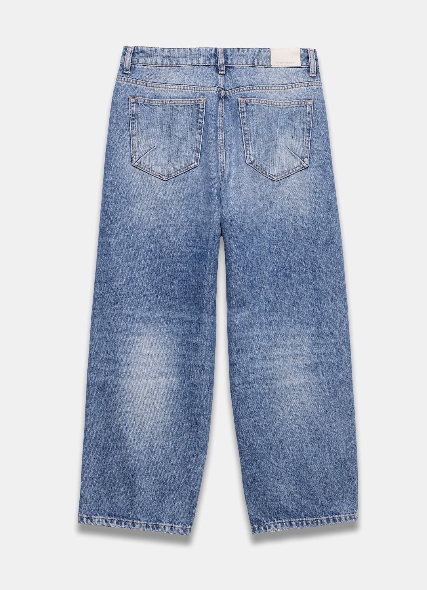 Mid Indigo Relaxed Tapered Boyfriend Jeans - Image 7
