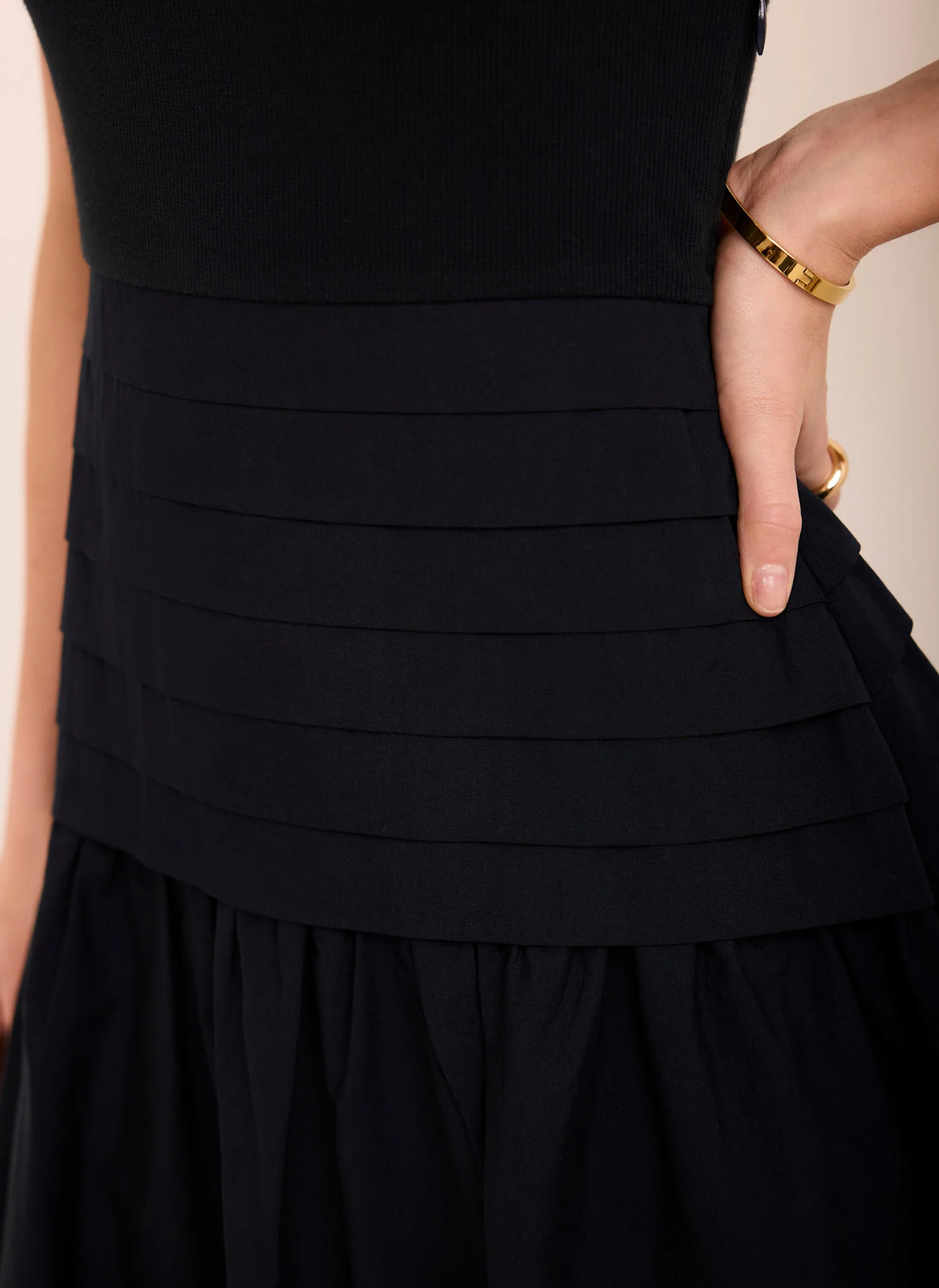 Navy Cotton Blend Midi Dress - Image 4
