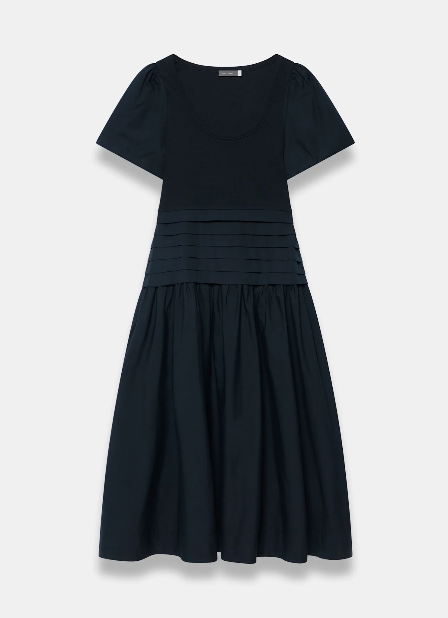 Navy Cotton Blend Midi Dress - Image 7
