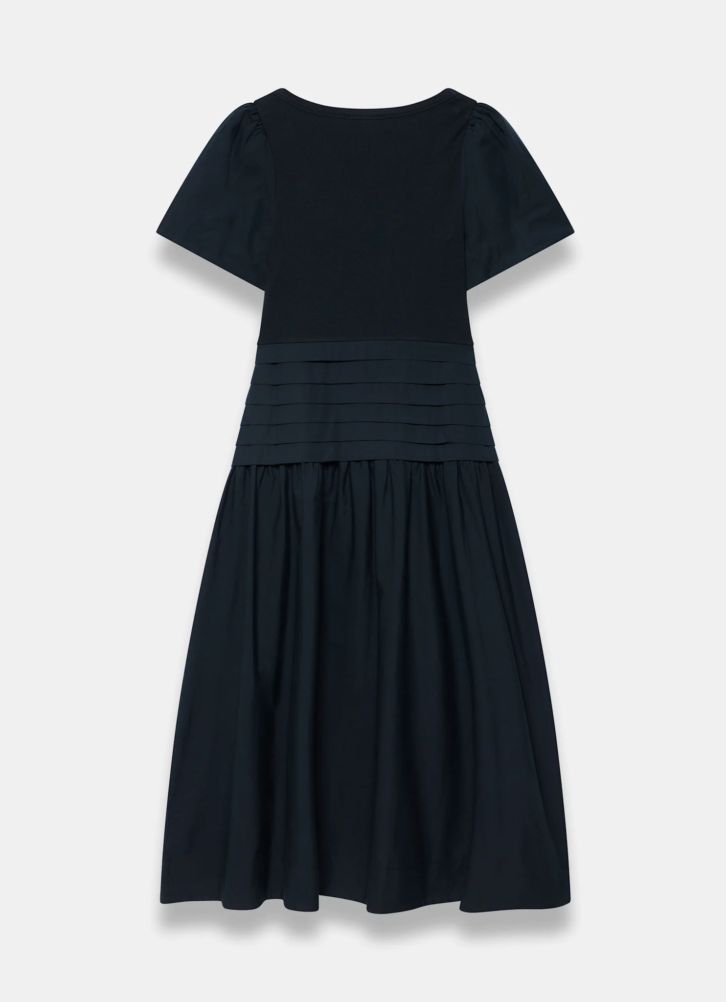 Navy Cotton Blend Midi Dress - Image 8