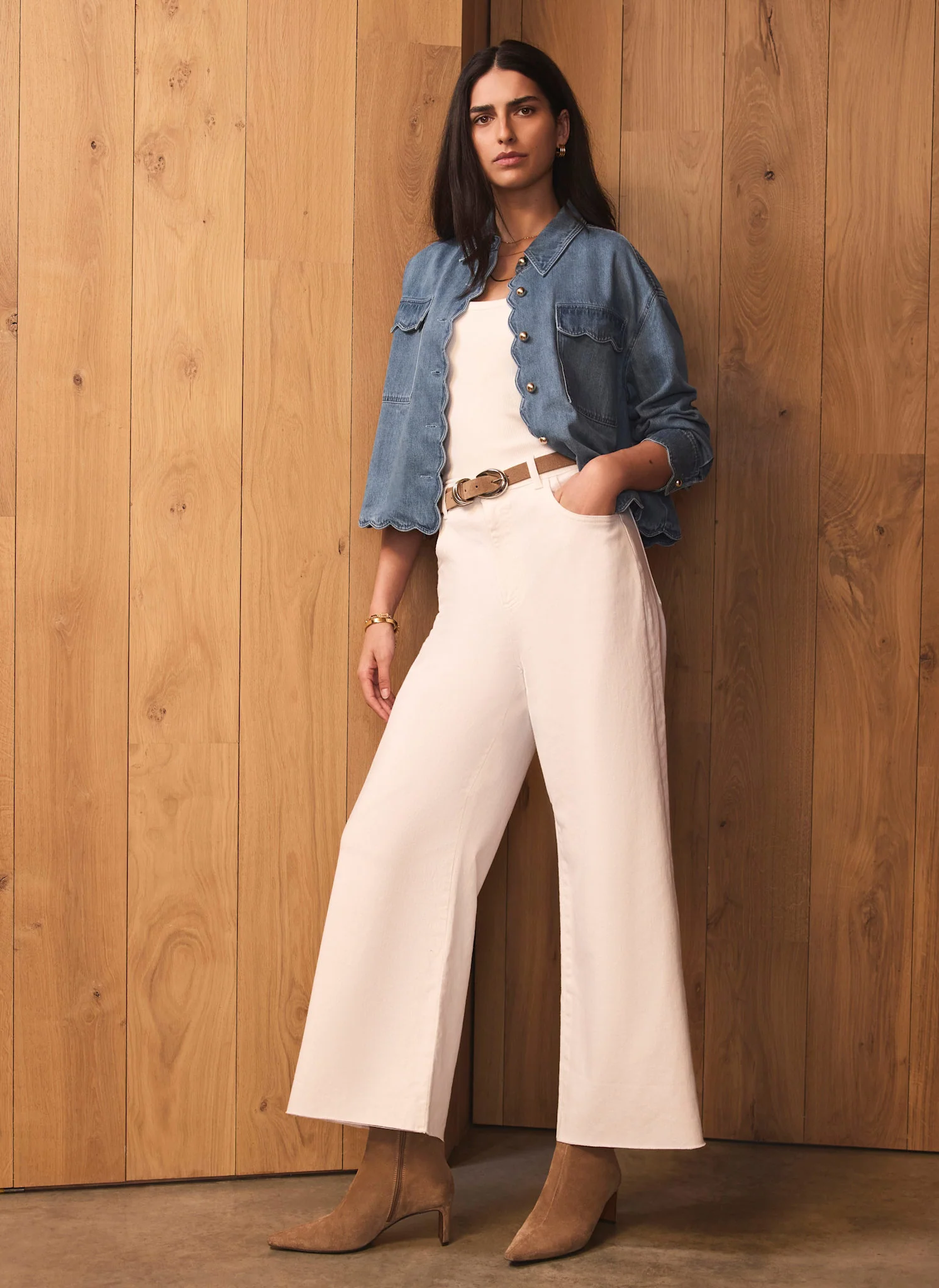 Cream Ankle Wide Leg Jeans - Image 4