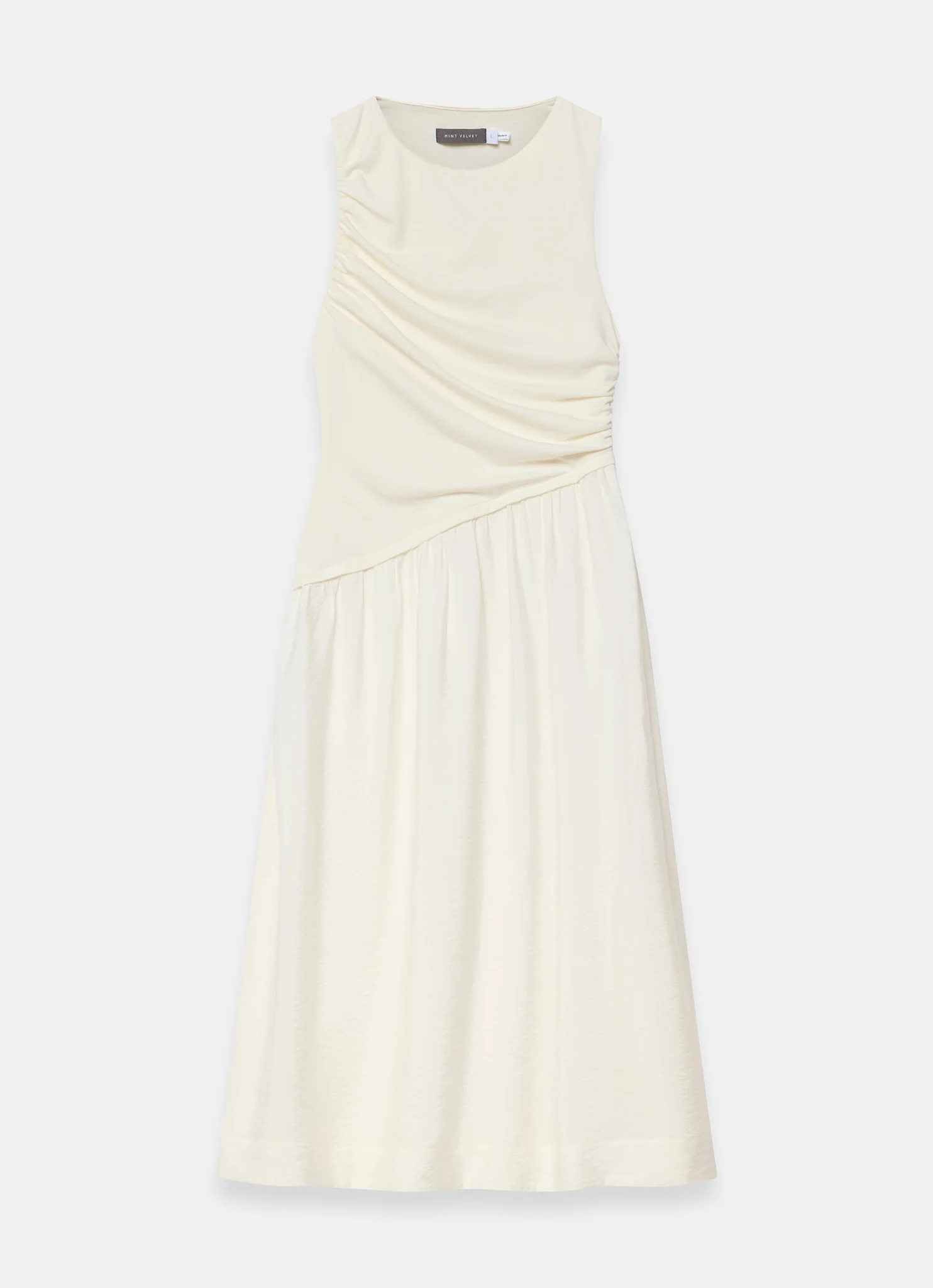 Cream Asymmetric Waist Midi Dress - Image 6