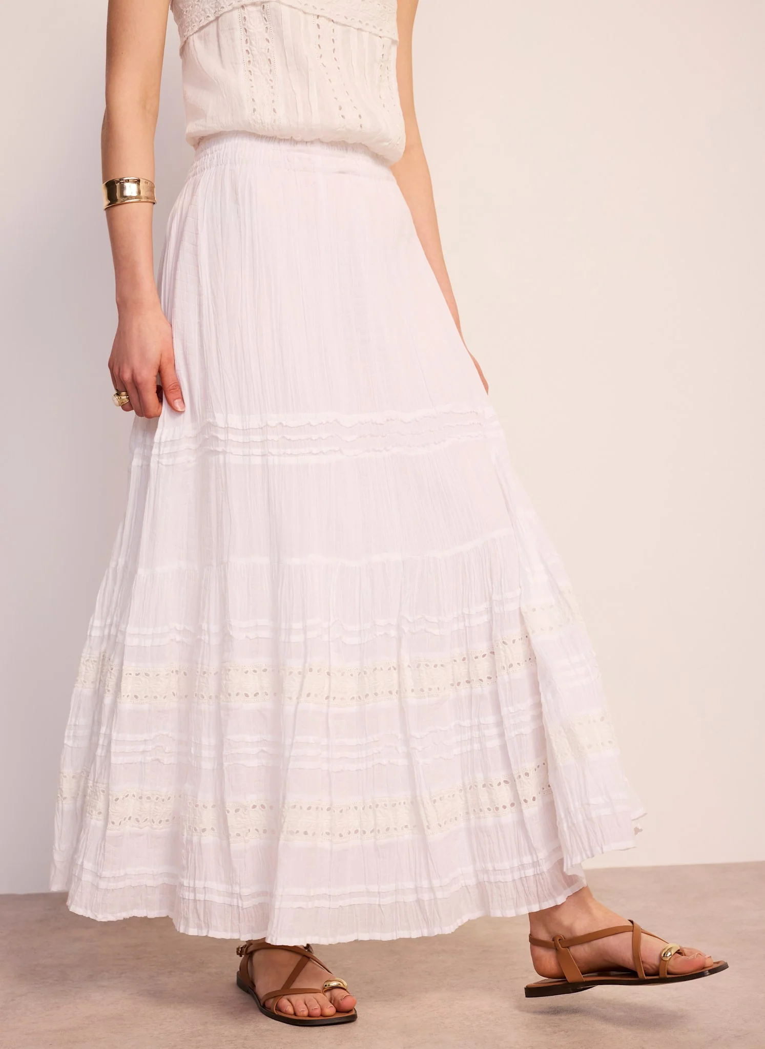 White Cotton Maxi Skirt - Image 3