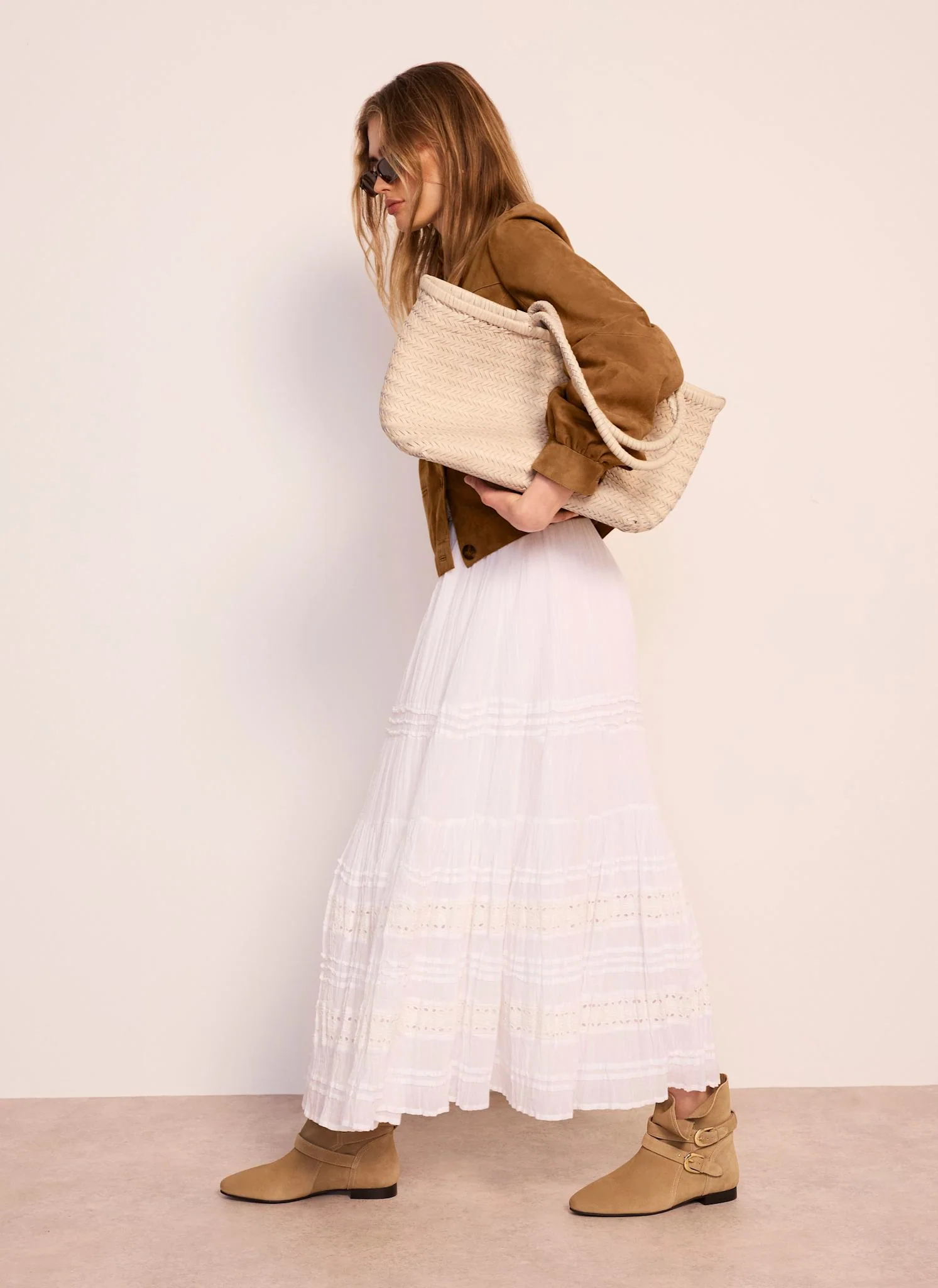White Cotton Maxi Skirt - Image 6
