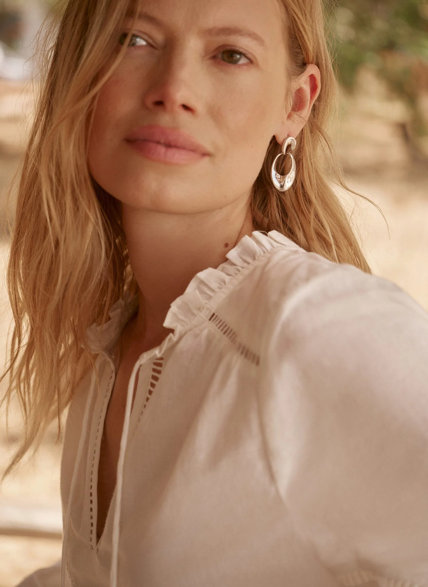 White Cotton Broderie Blouse - Image 6