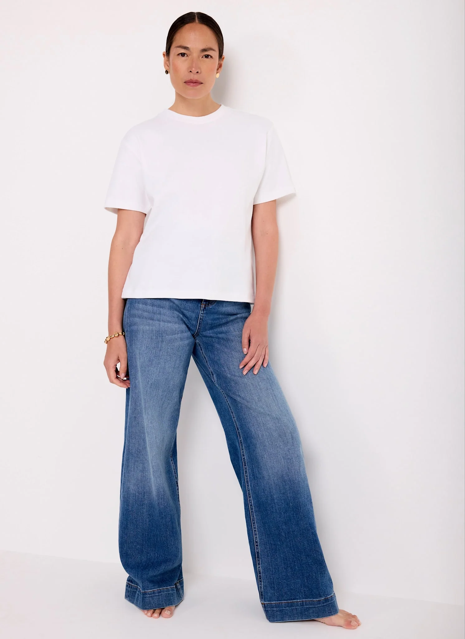 White Cotton Slim Fit T-Shirt - Image 3