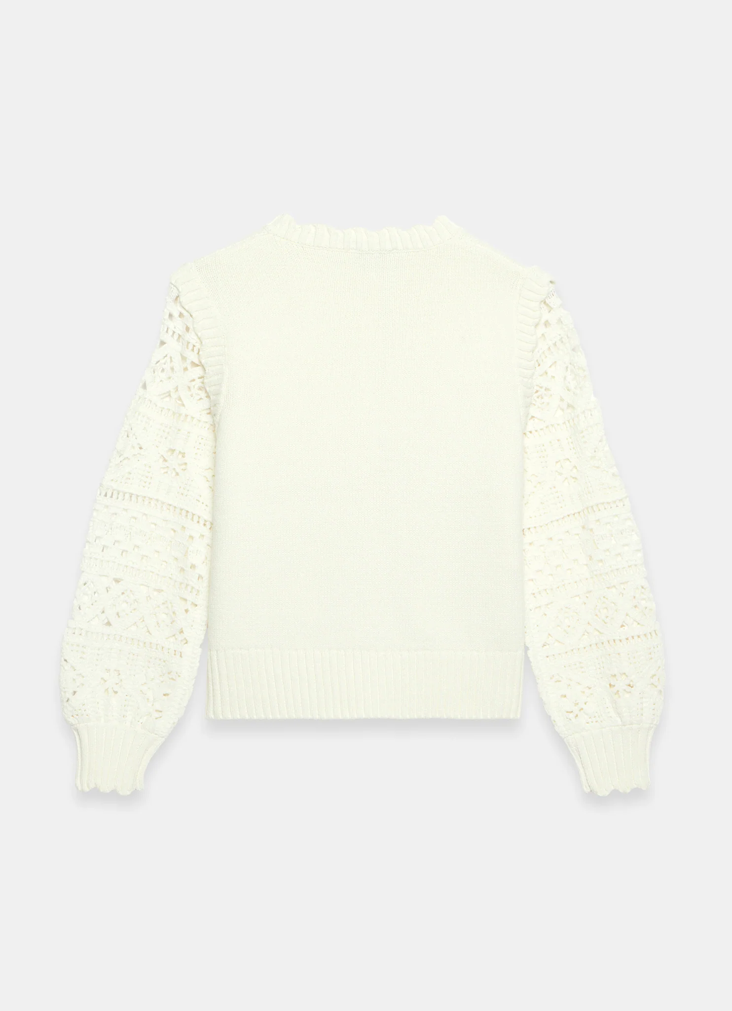 Cream Cotton Blend Crochet Cardigan - Image 8