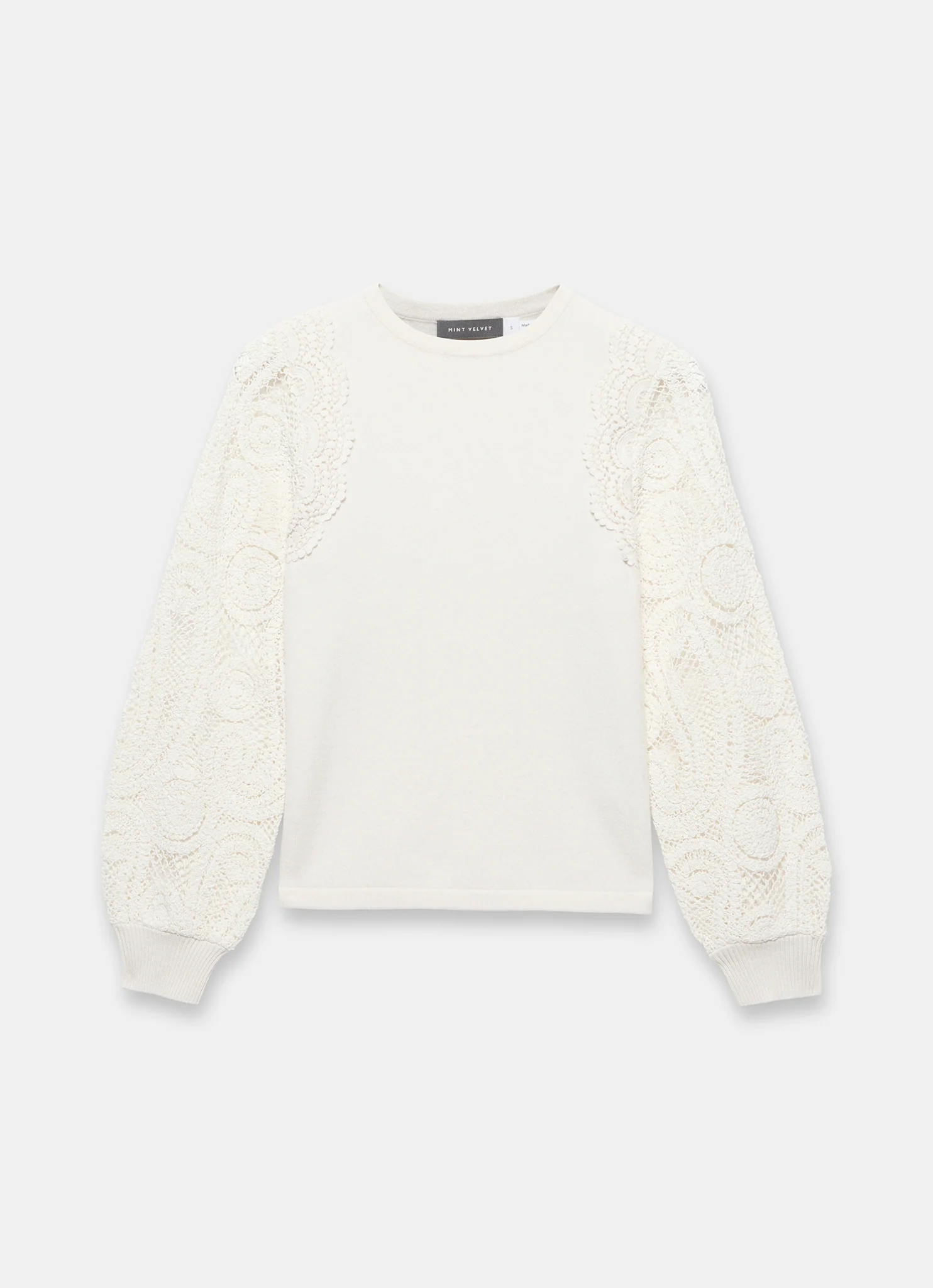Cream Crochet Sleeve Jumper - Image 6
