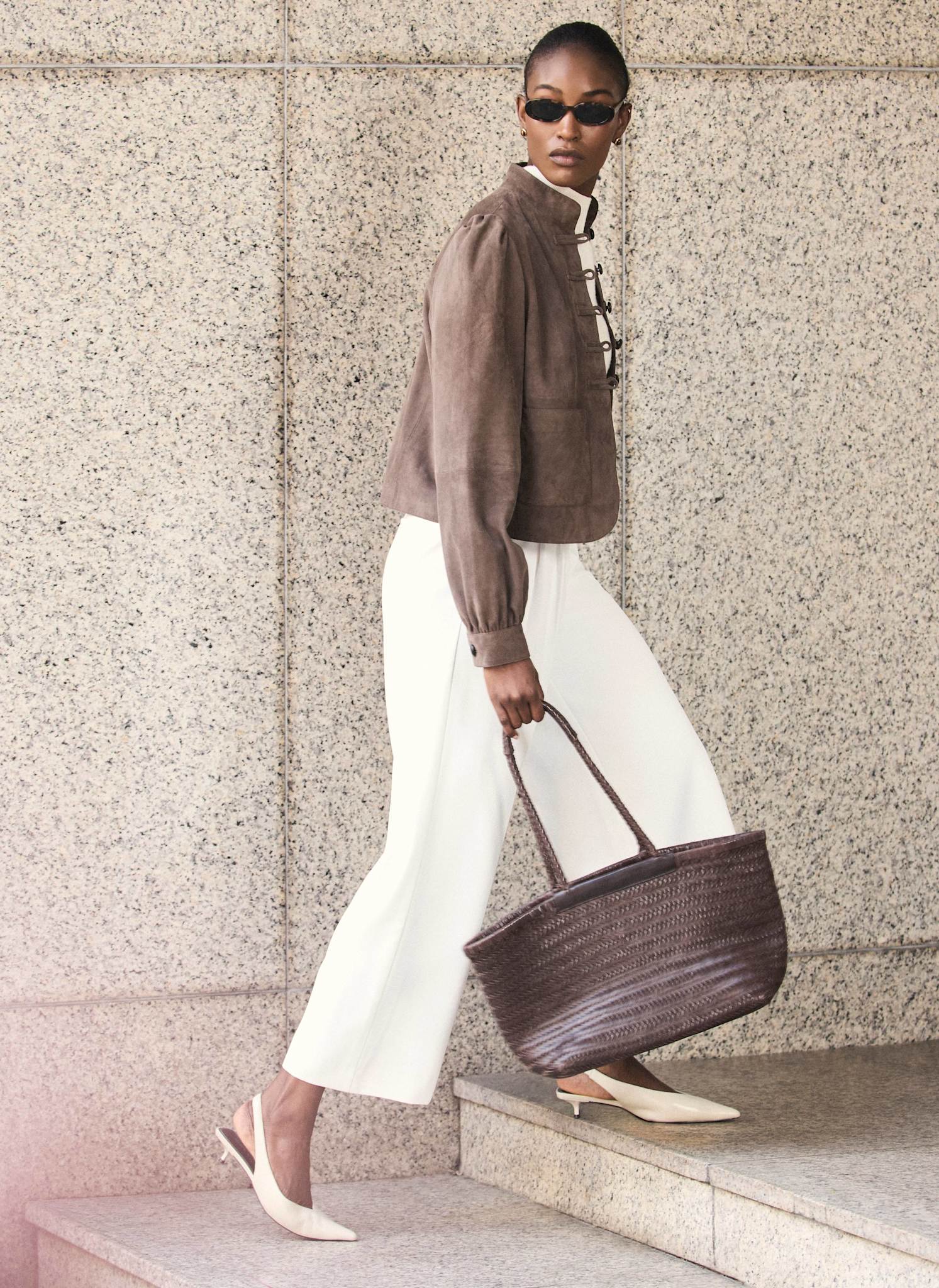 White Cropped Utility Trousers - Image 5