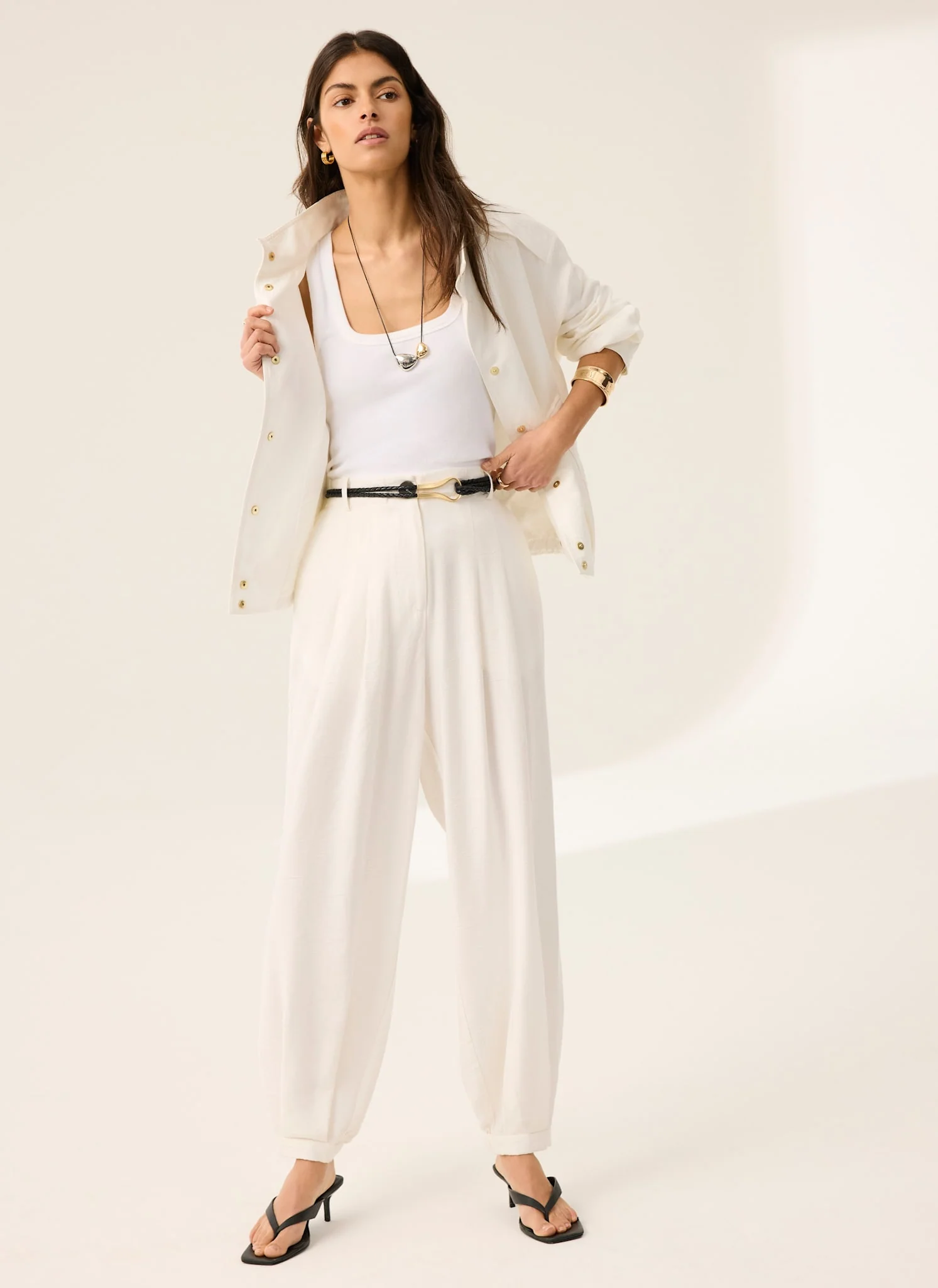 White Soft Balloon Trousers - Image 6