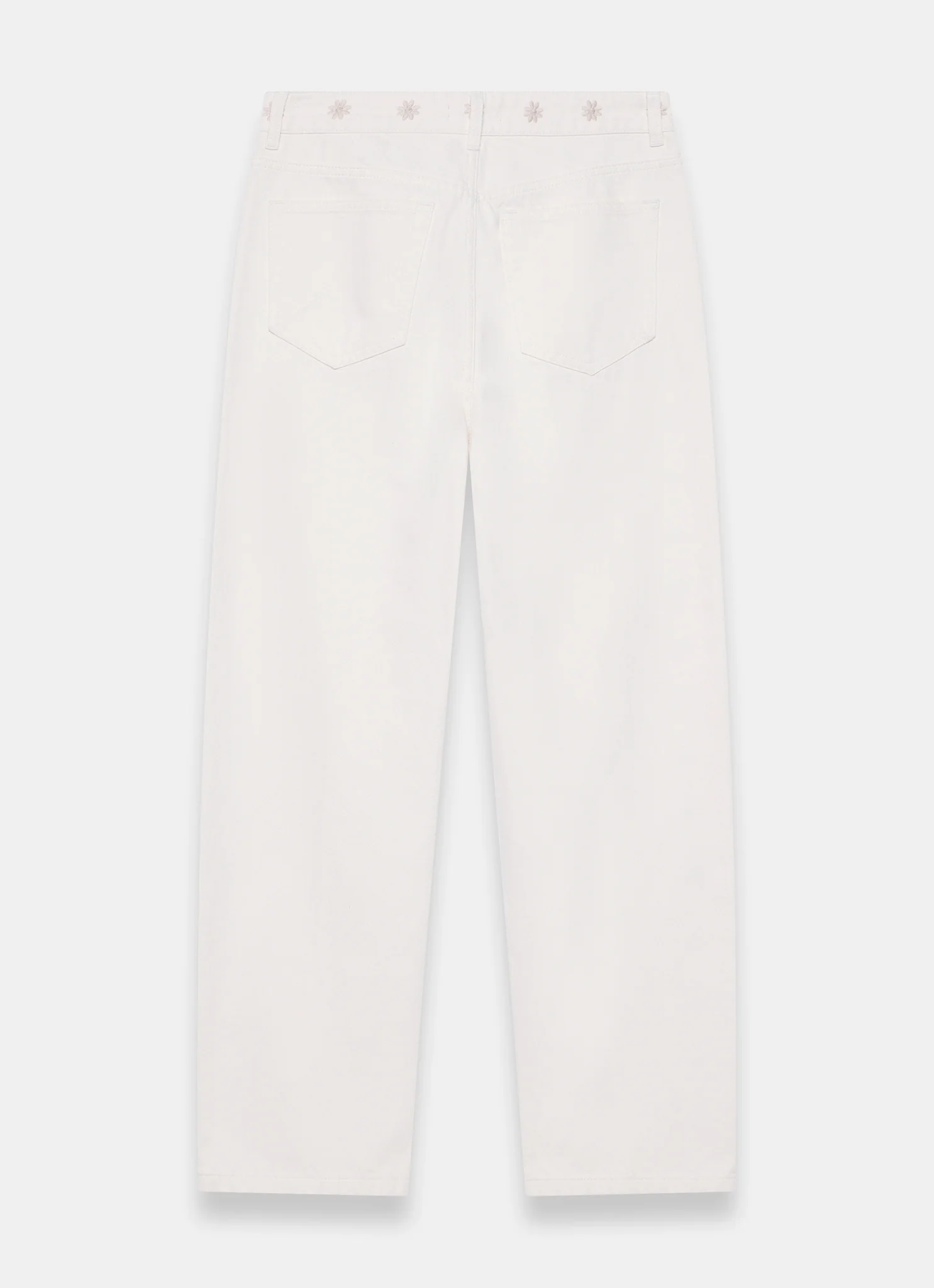 Cream Floral Embroidered Tapered Jeans - Image 8
