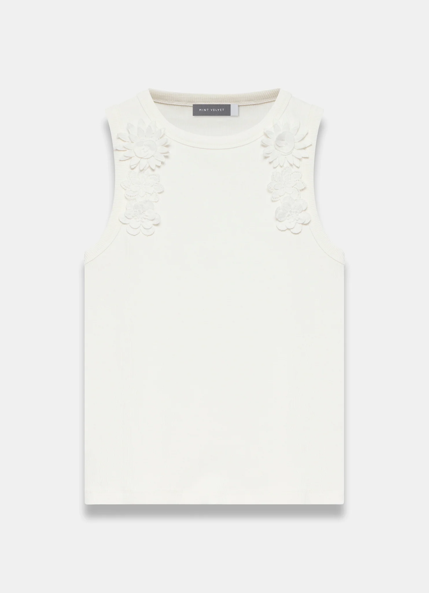 Cream Floral Applique Vest Top - Image 6