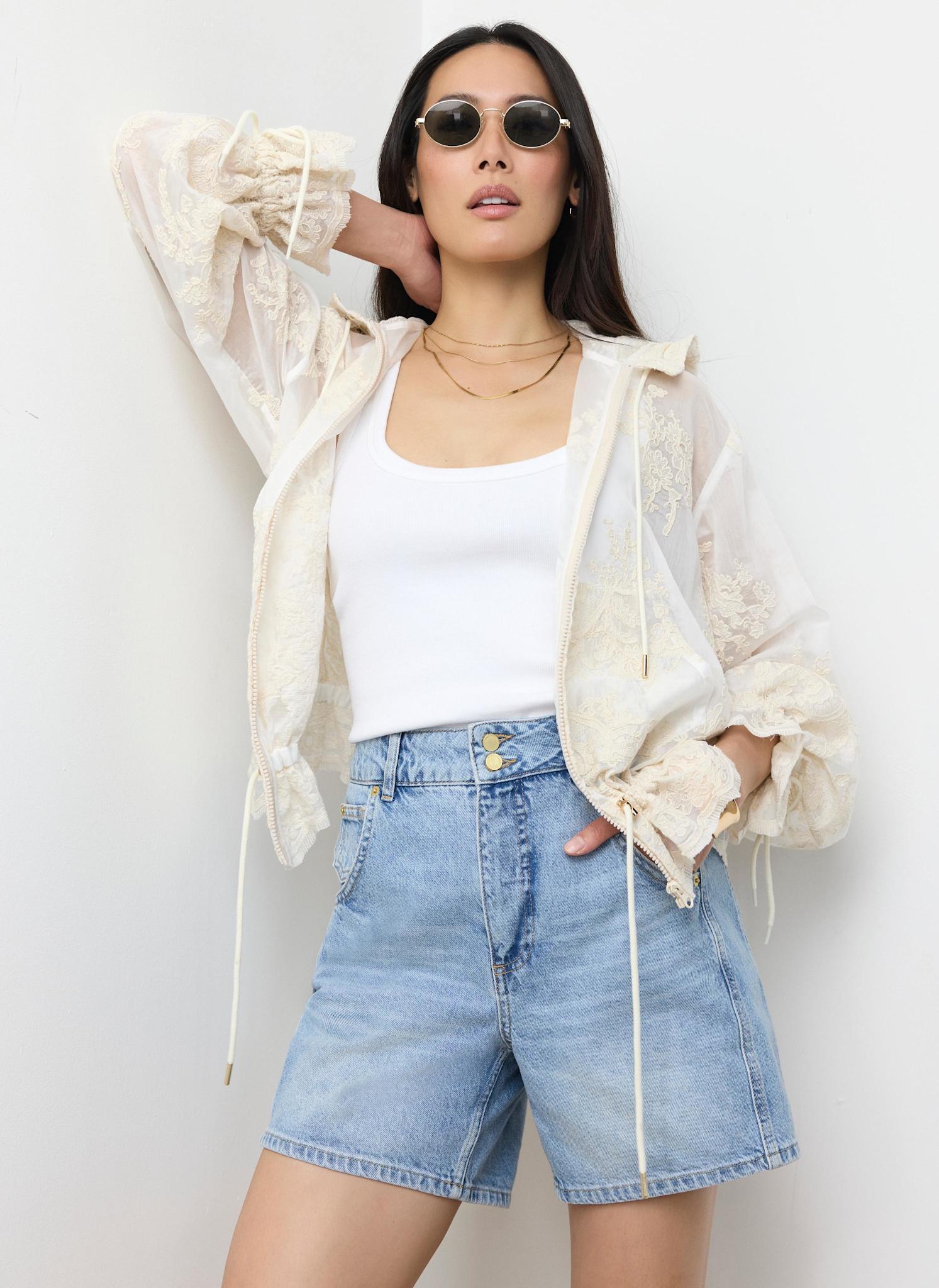 Cream Lace Hooded Jacket - Image 2