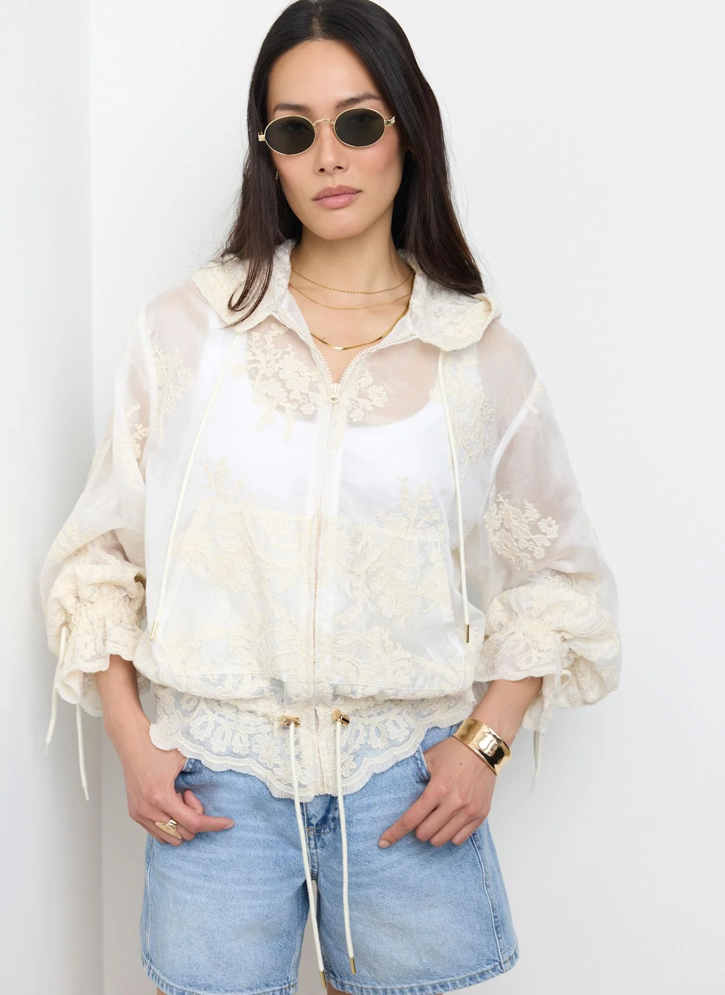 Cream Lace Hooded Jacket - Image 3