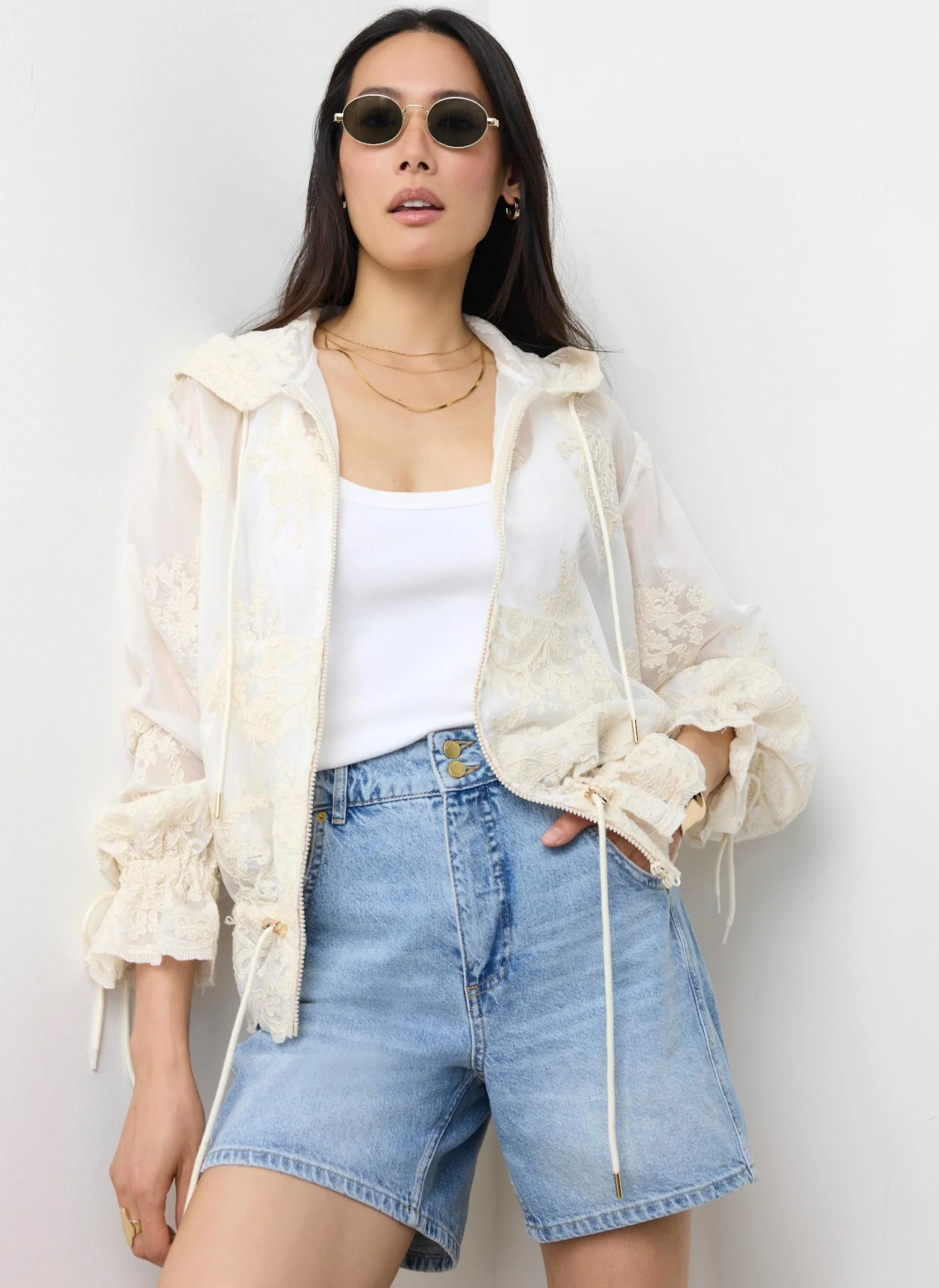 Cream Lace Hooded Jacket - Image 5