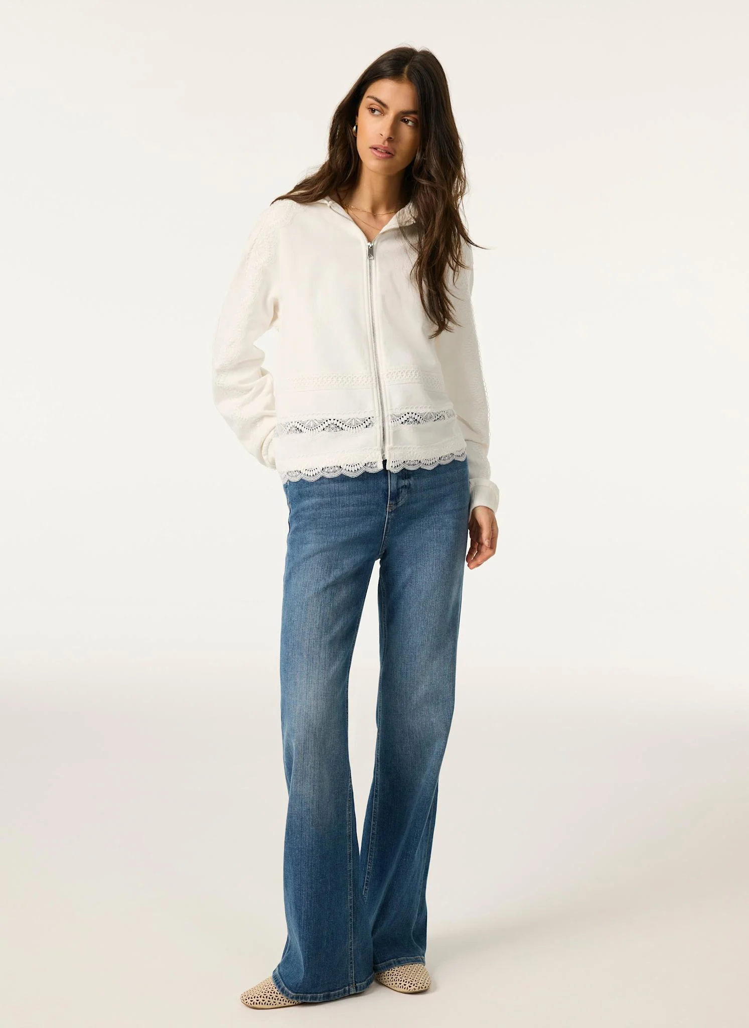 White Cotton Lace Hoodie - Image 4