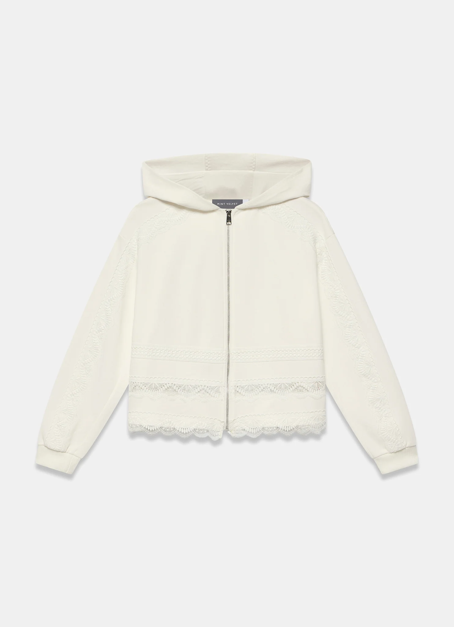 White Cotton Lace Hoodie - Image 7