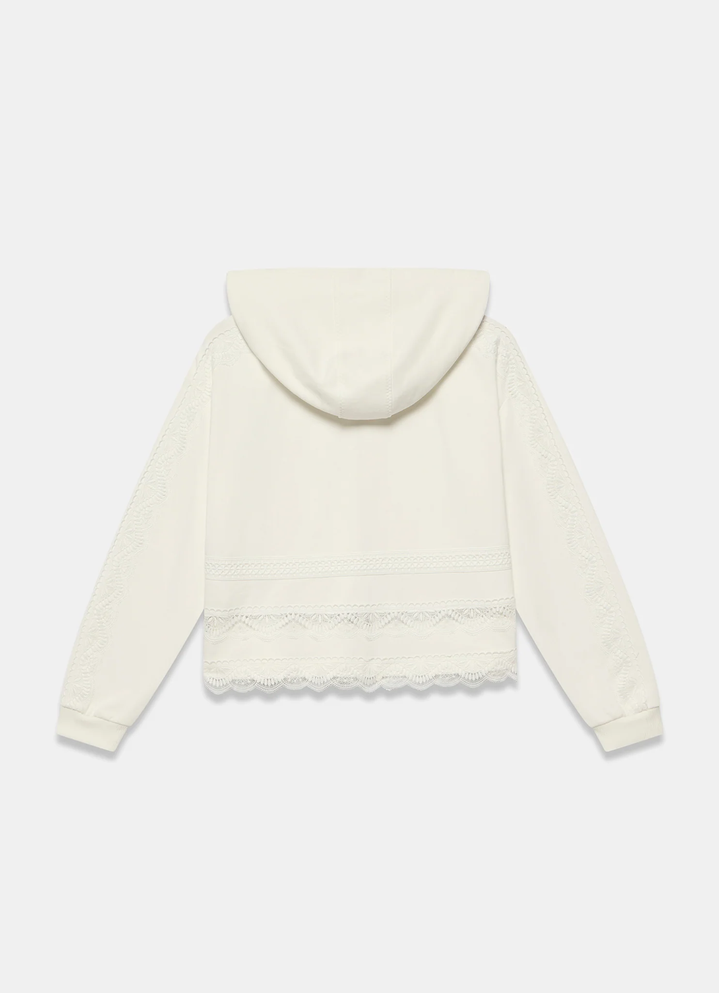 White Cotton Lace Hoodie - Image 8