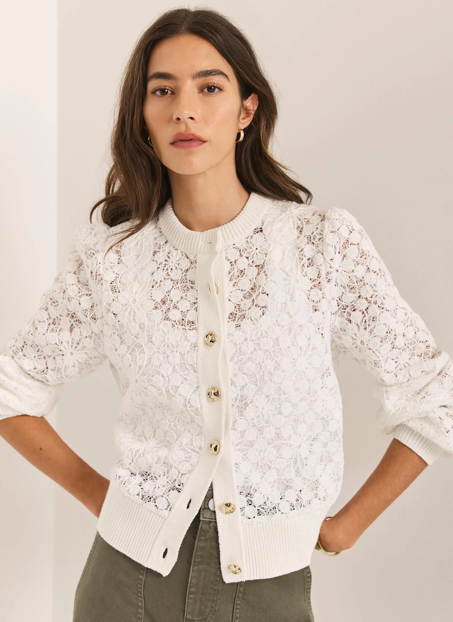 Cream Lace Cotton Blend Jacket - Image 2