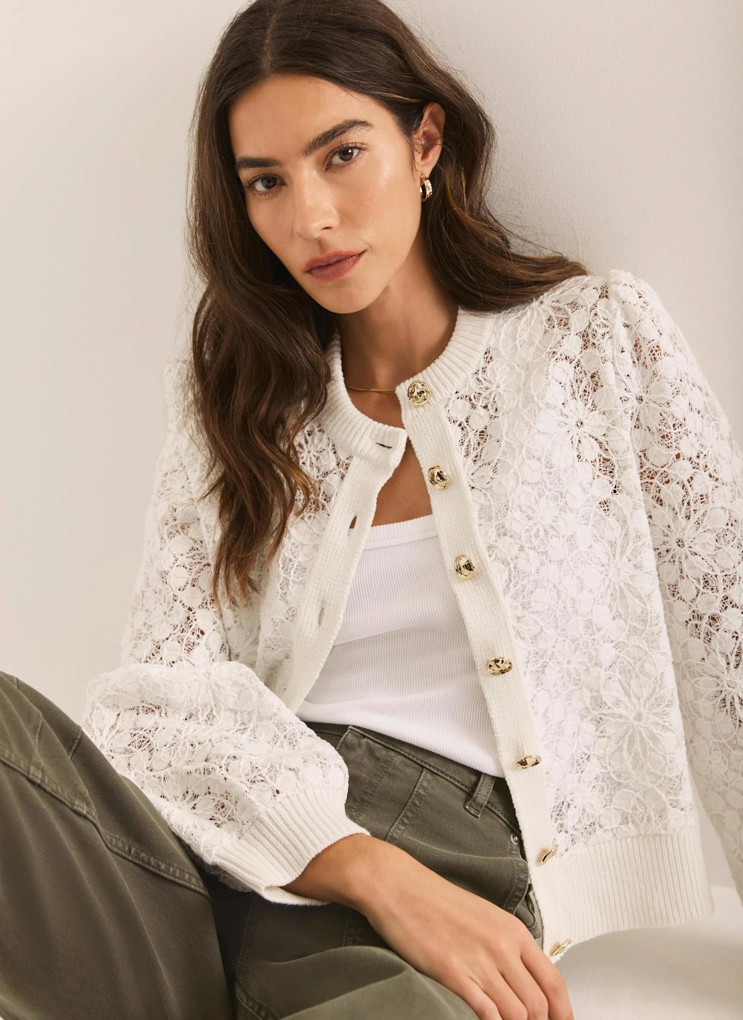 Cream Lace Cotton Blend Jacket - Image 4