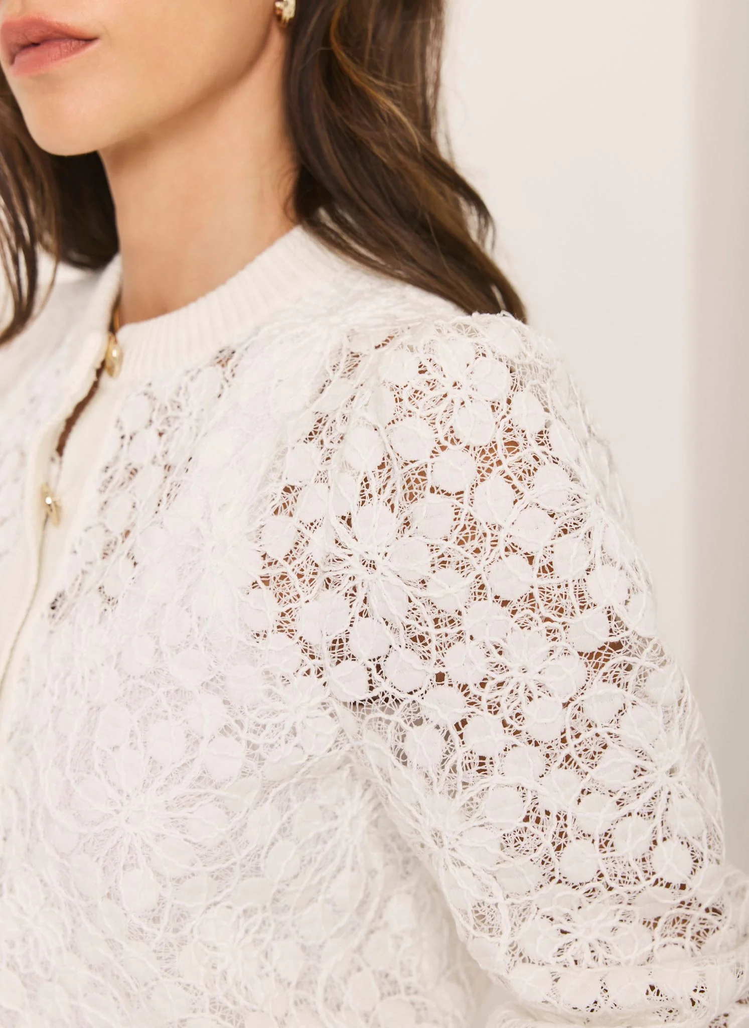 Cream Lace Cotton Blend Jacket - Image 6