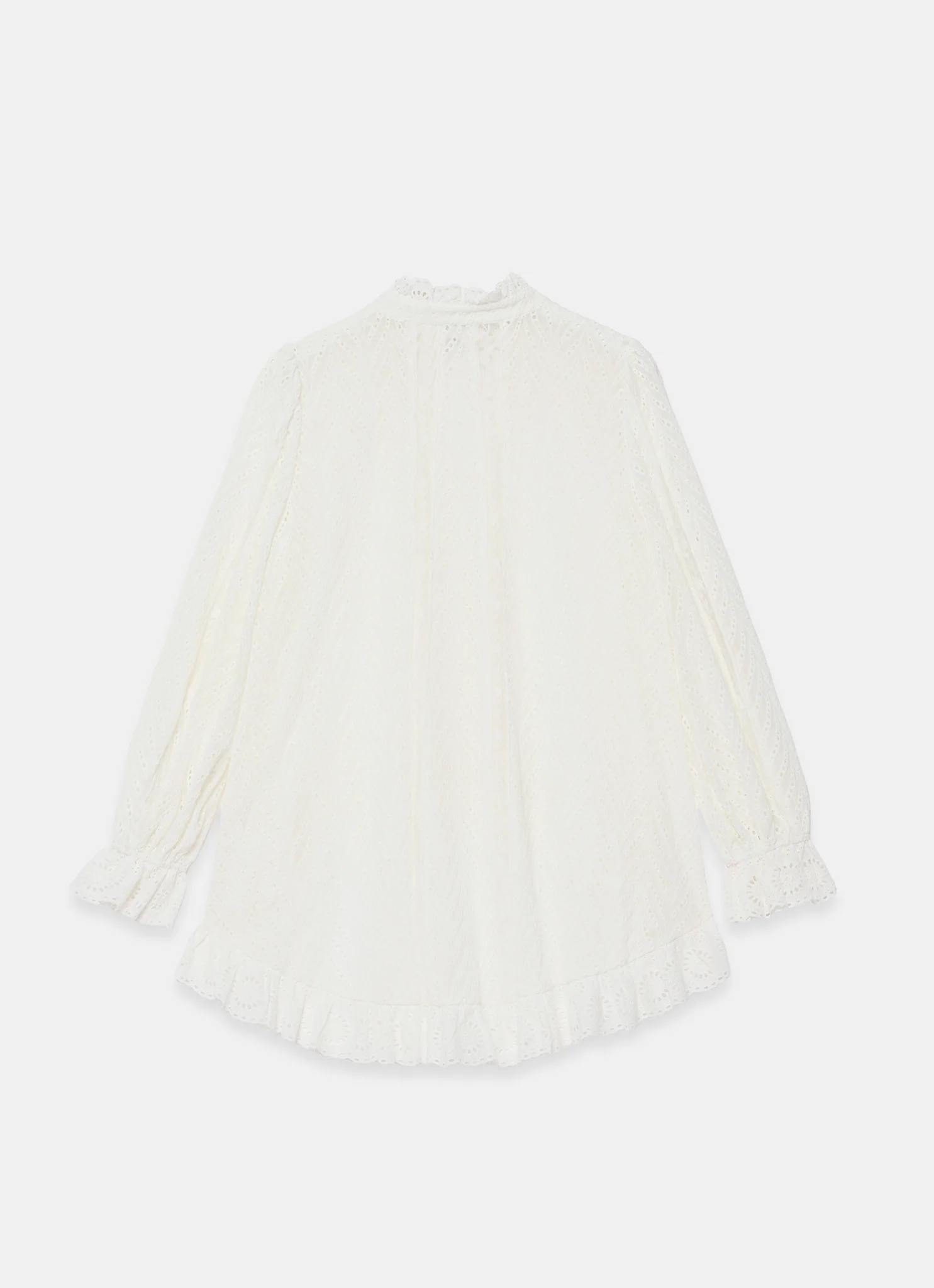 Cream Broderie Trim Longline Blouse - Image 8