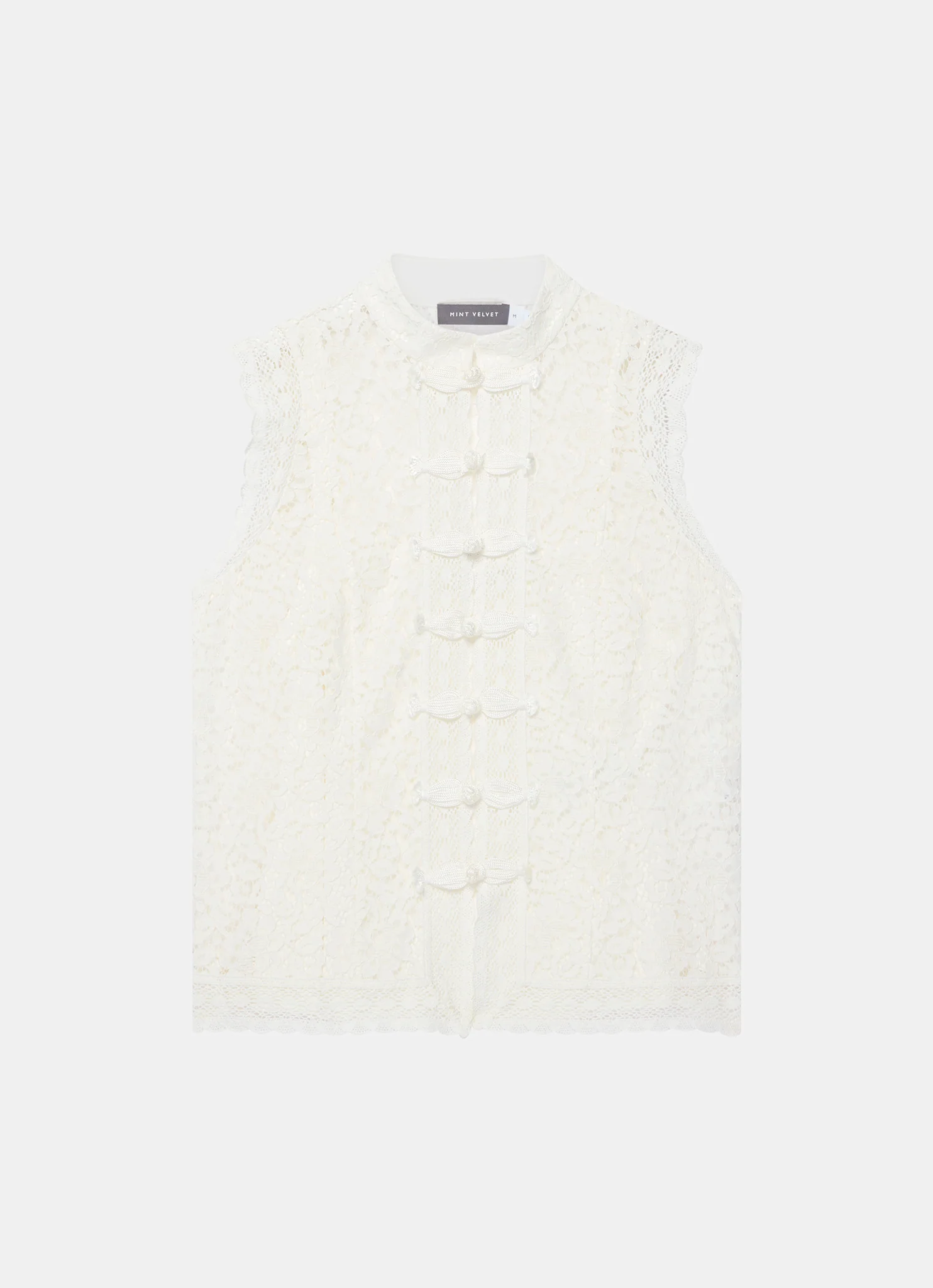 White Lace Stand Collar Top - Image 7