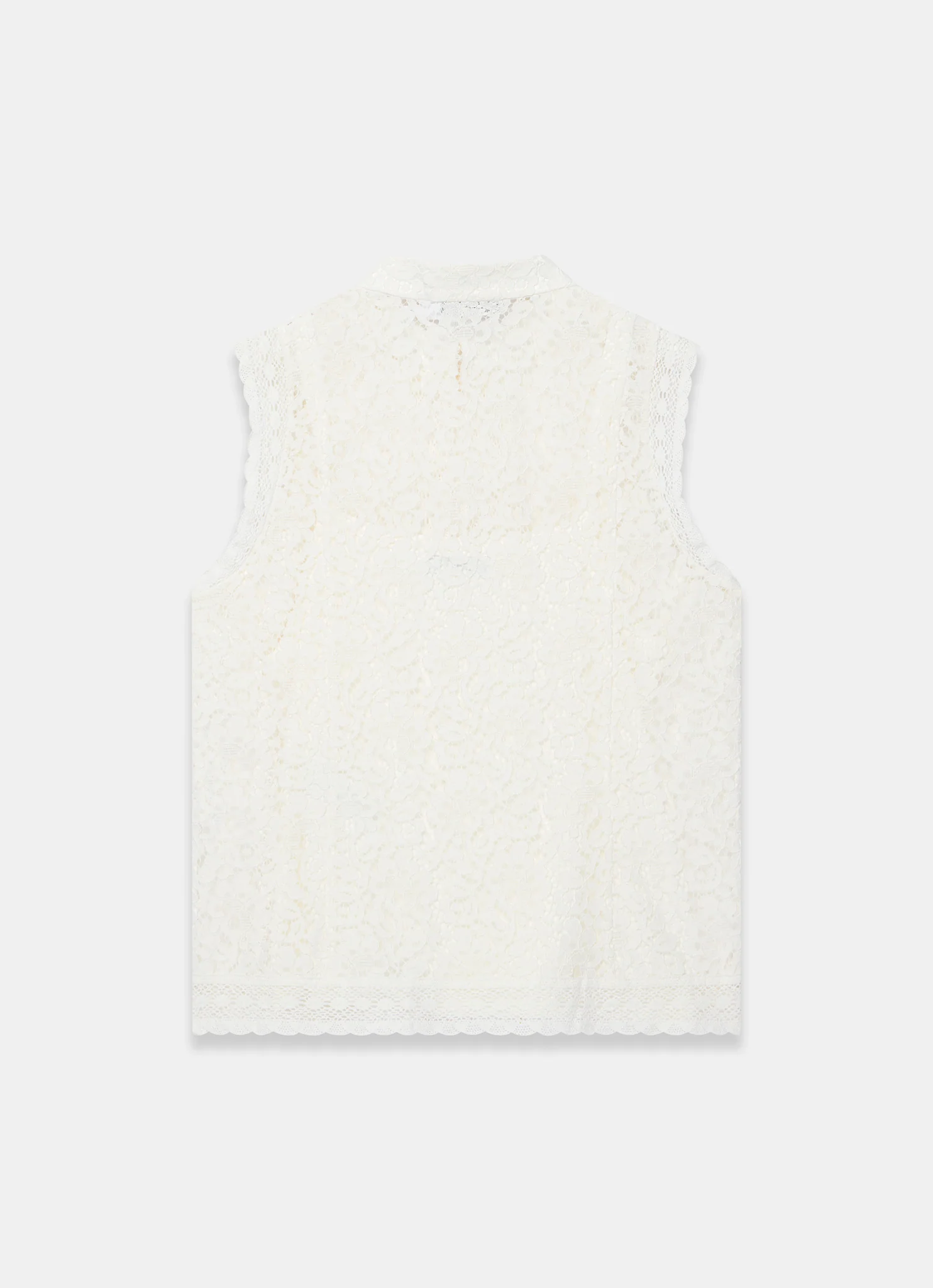 White Lace Stand Collar Top - Image 8