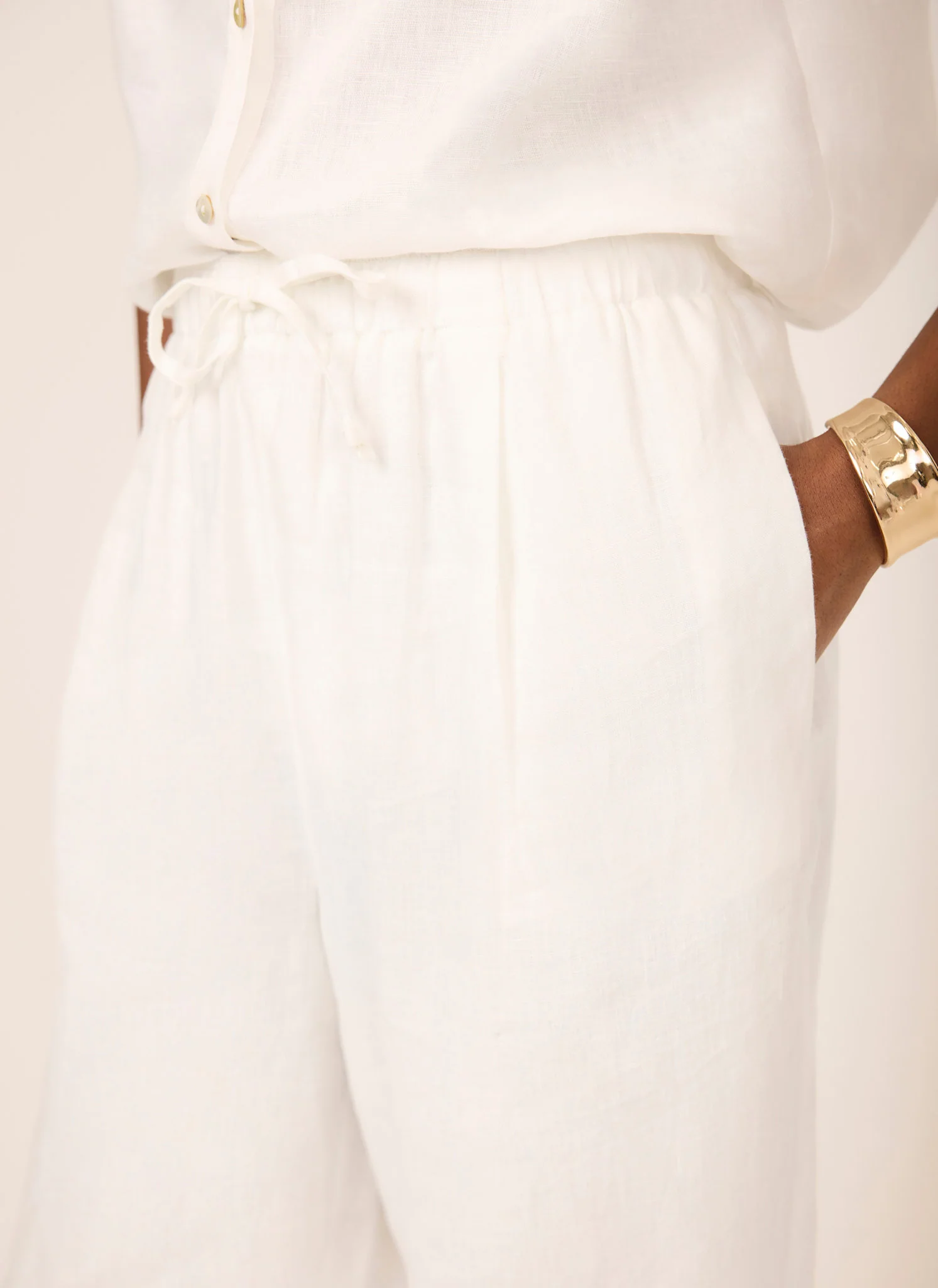 White Linen Balloon Trousers - Image 5