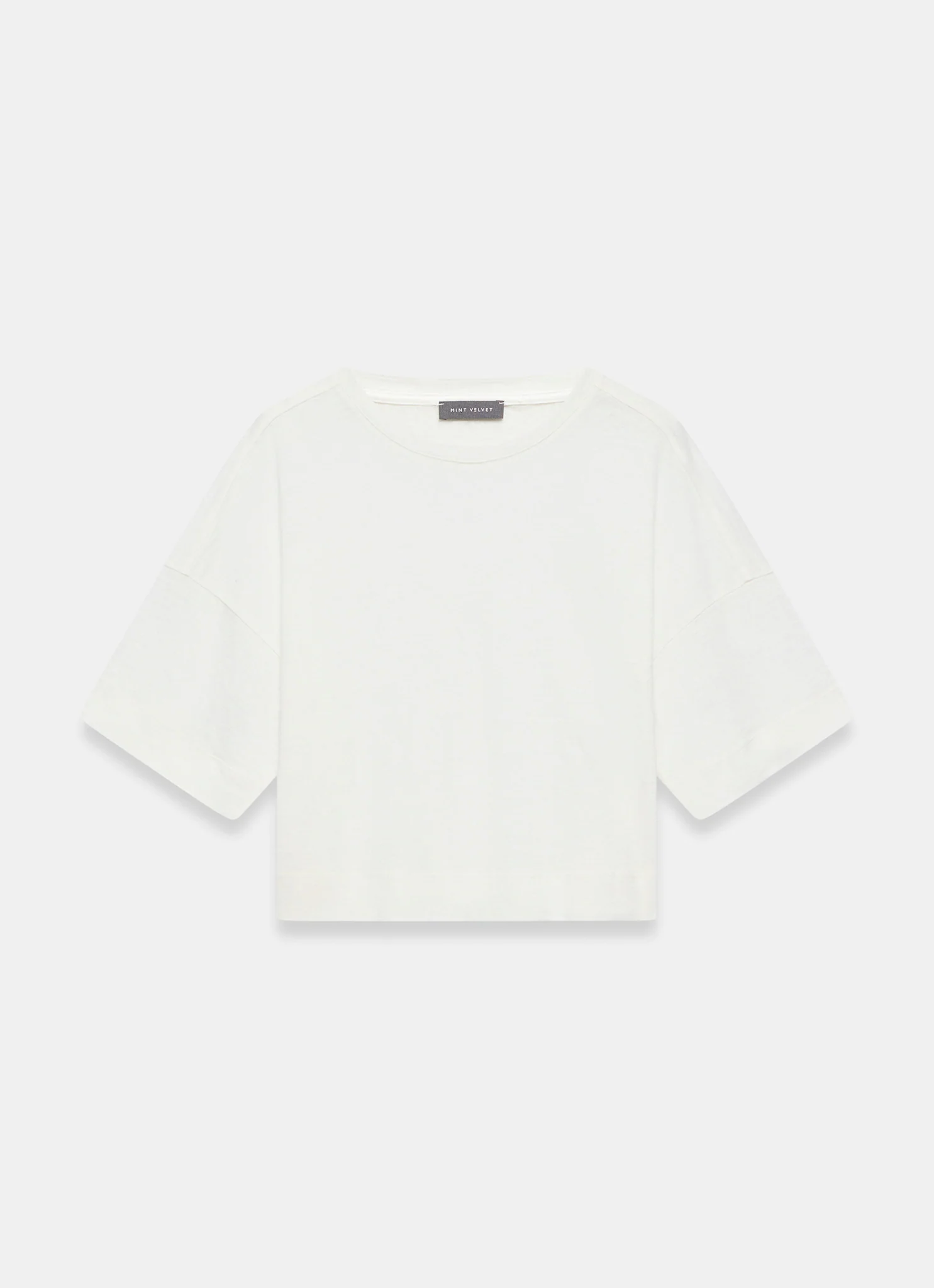 White Linen Blend Boxy T-Shirt - Image 7