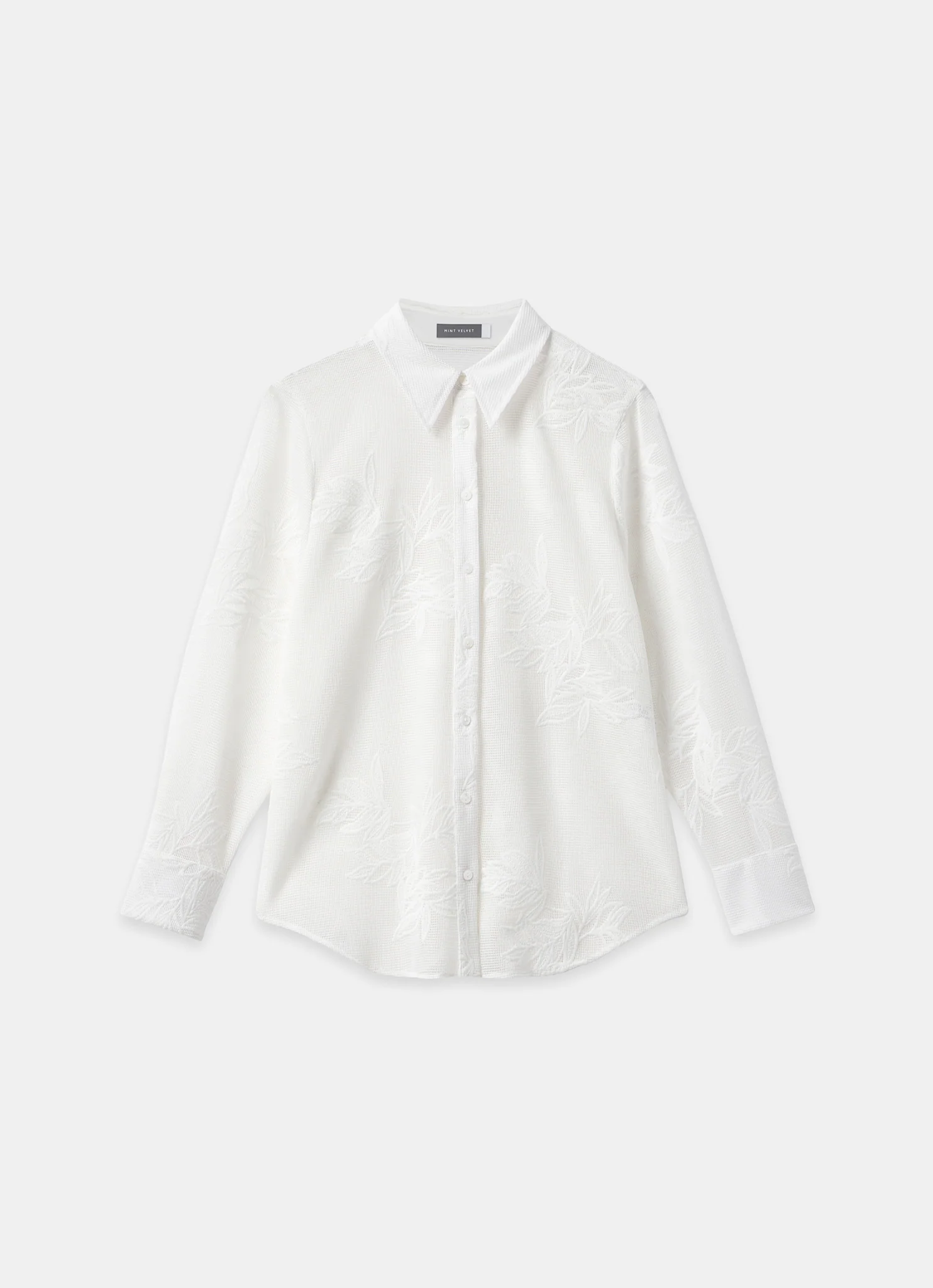 White Floral Detail Mesh Shirt - Image 7