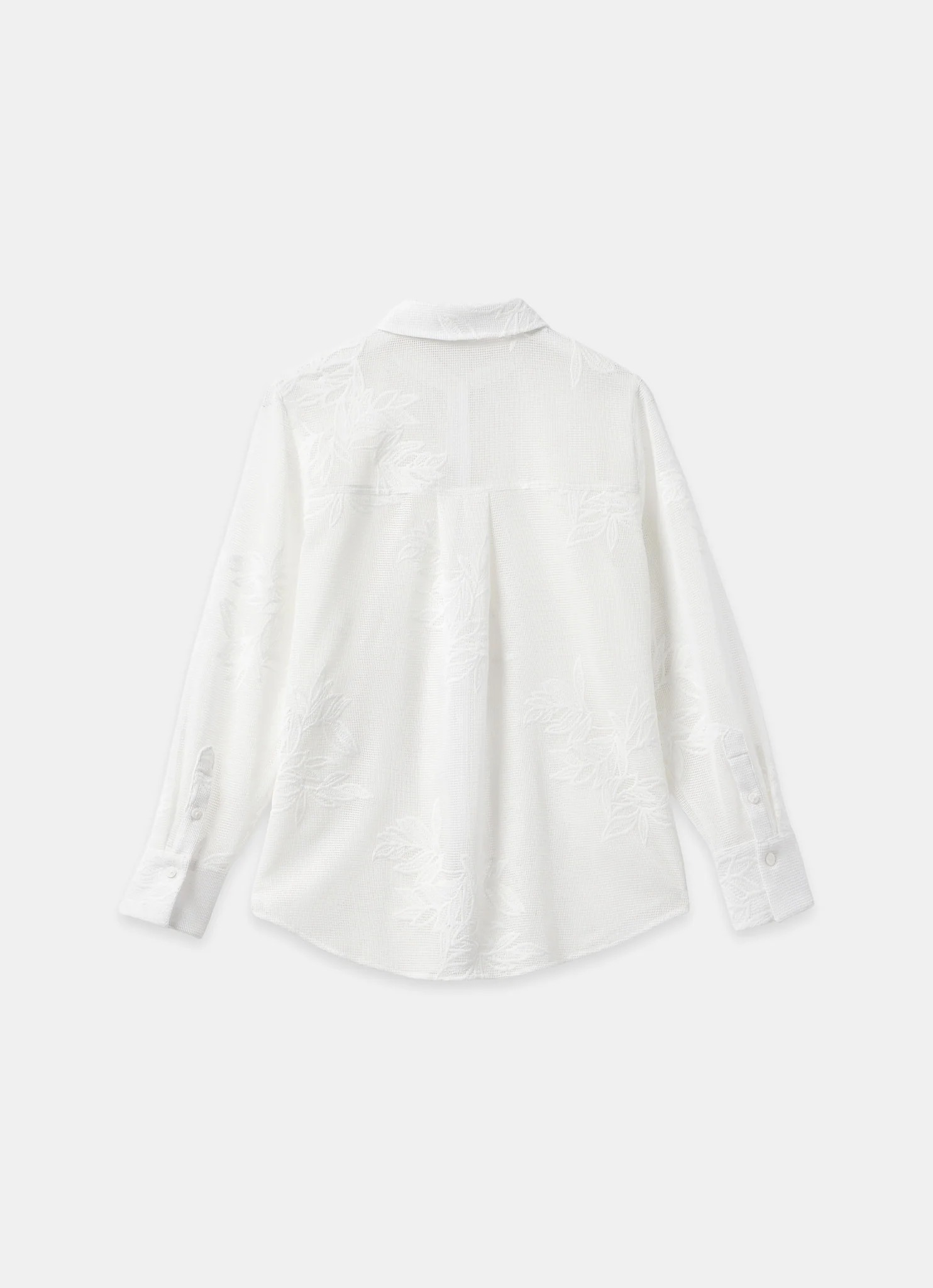 White Floral Detail Mesh Shirt - Image 8