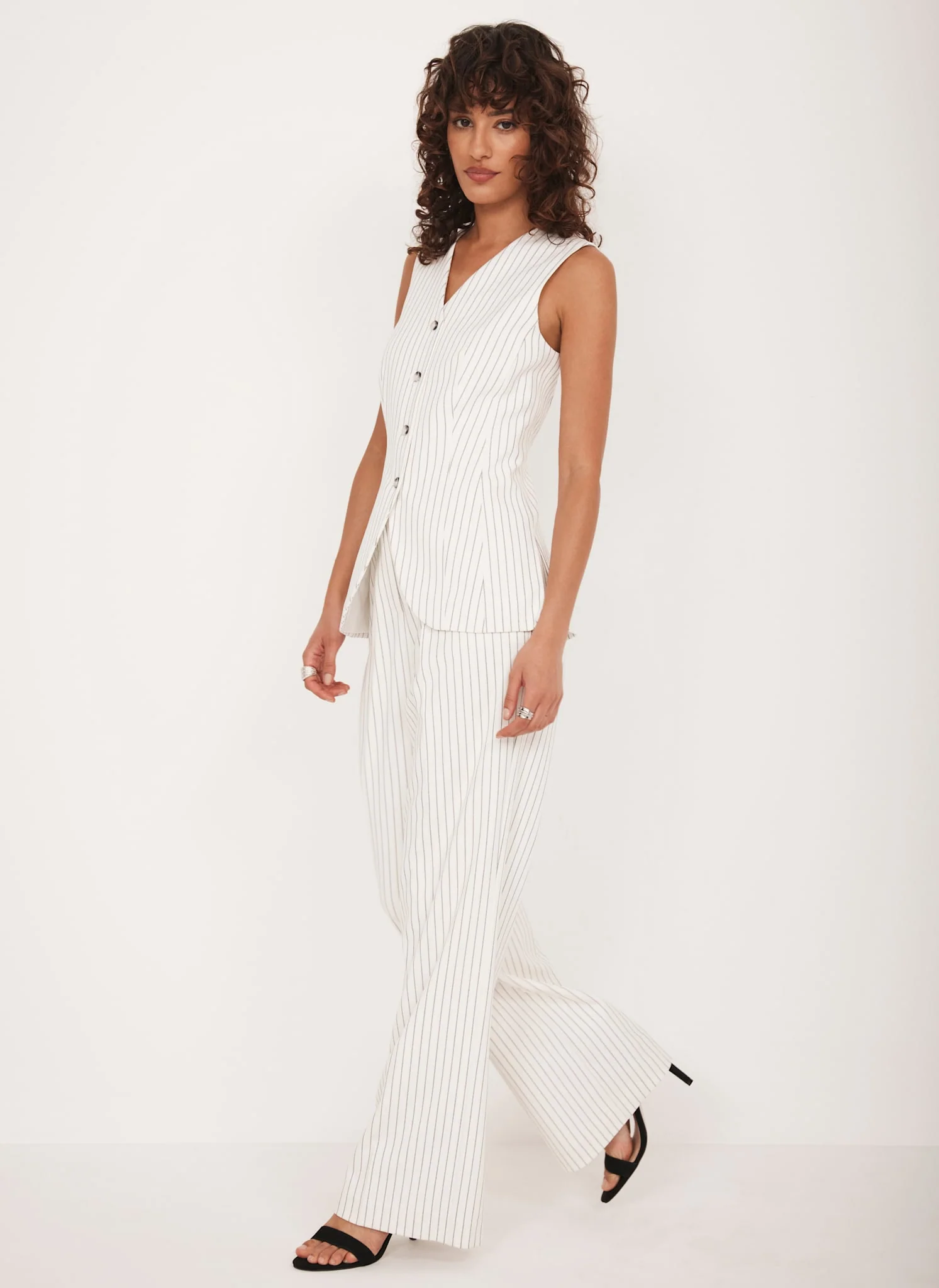 White Pinstripe Waistcoat - Image 3