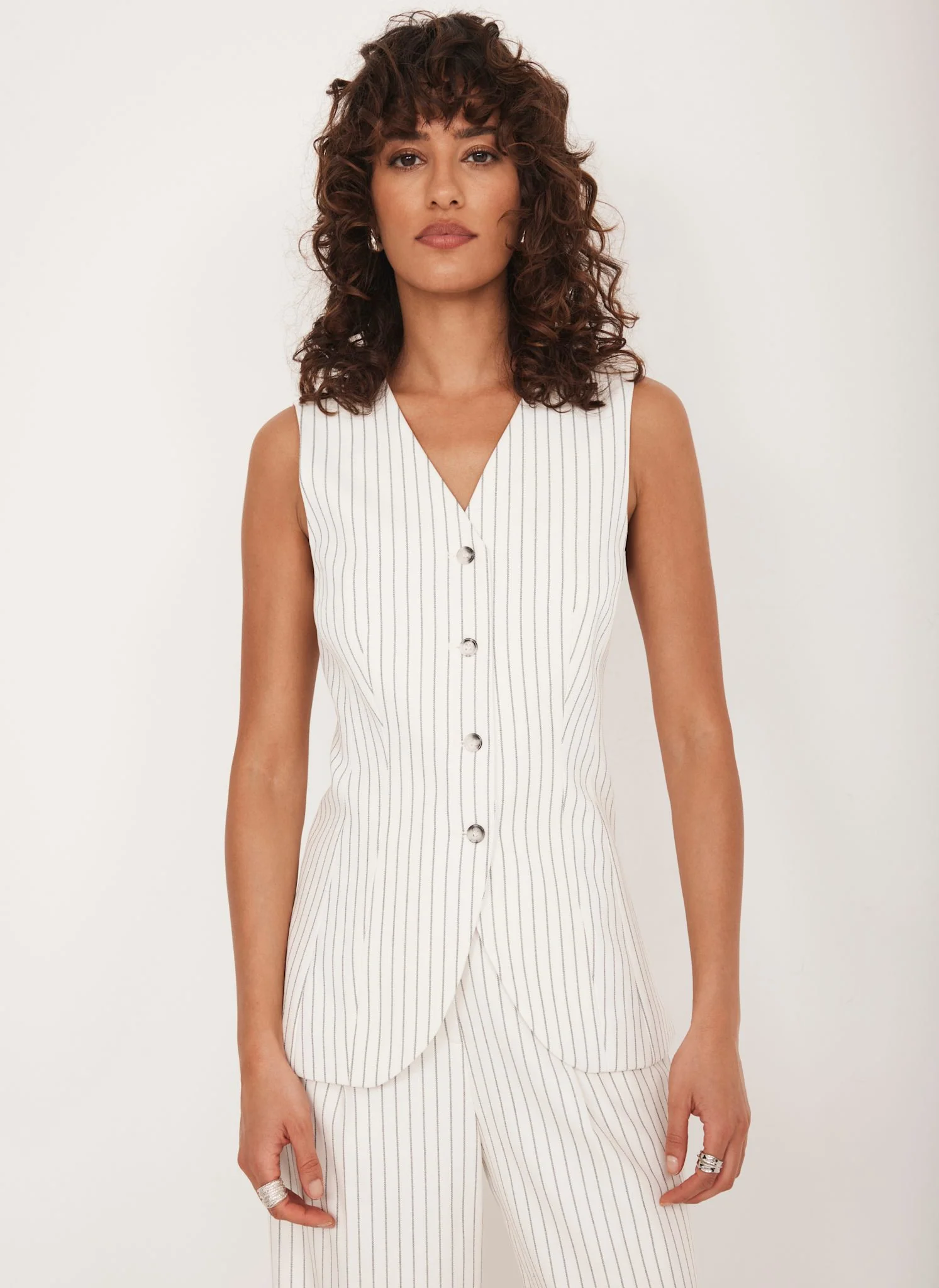 White Pinstripe Waistcoat - Image 6