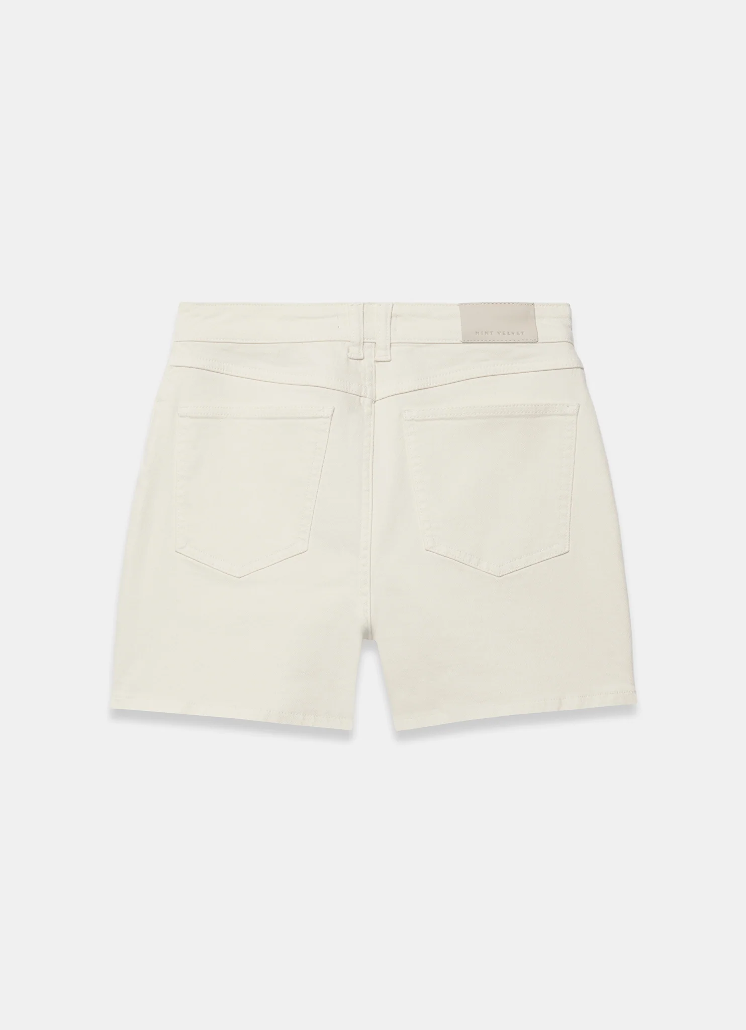 White Denim Patch Pocket Shorts - Image 7