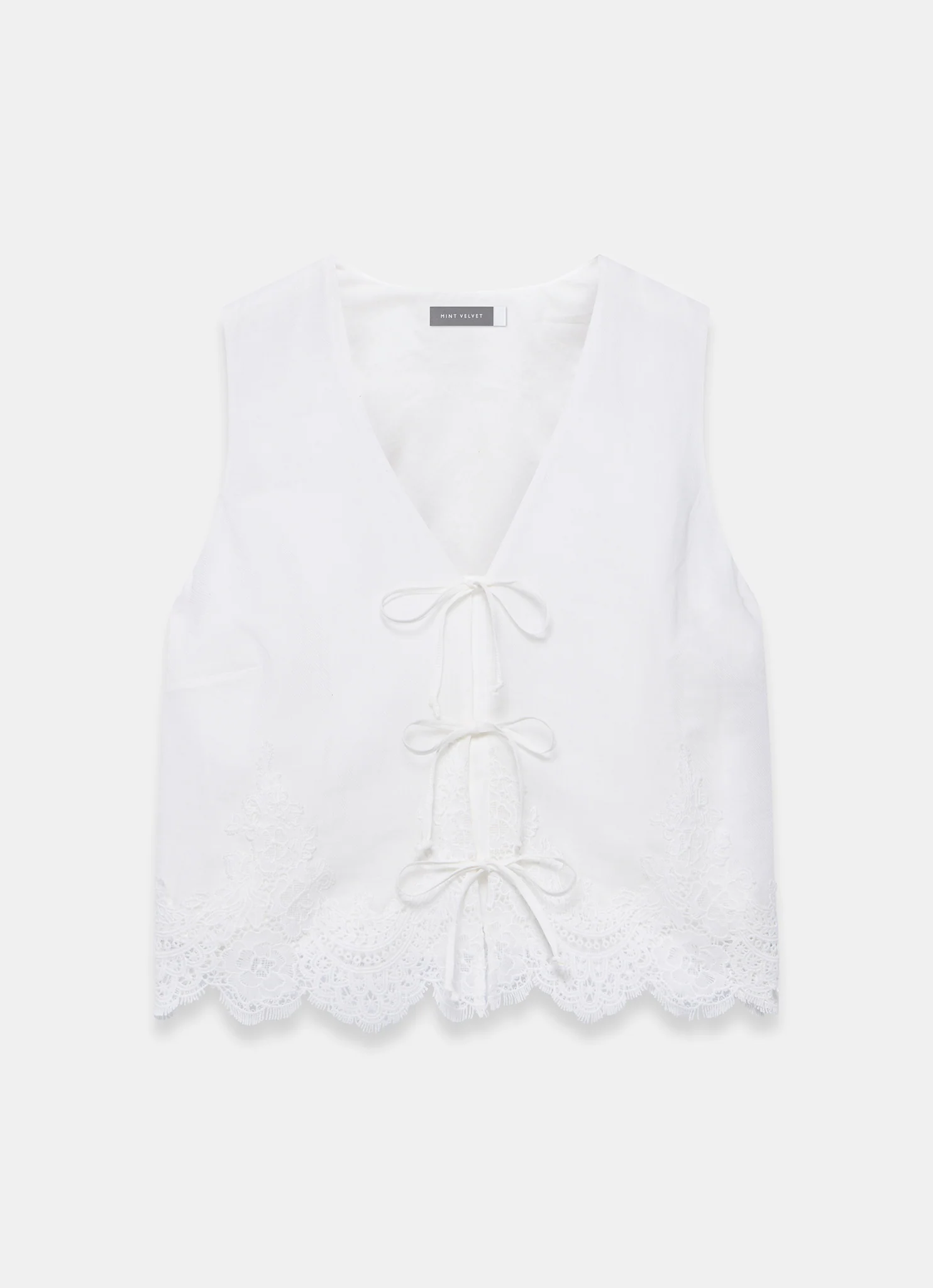 White Ramie Lace Detail Top - Image 5