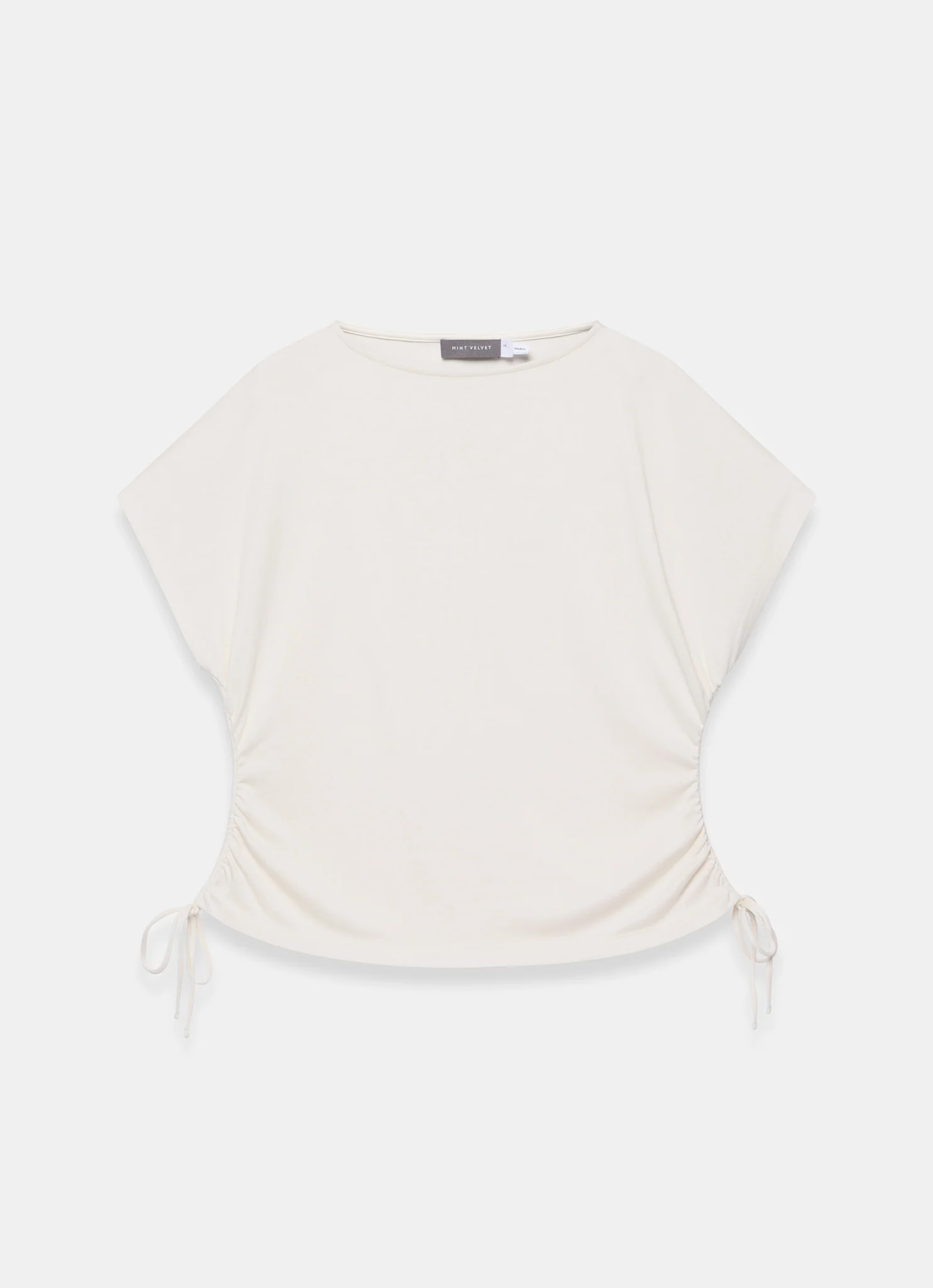 White Jersey Ruched Tie Detail Top - Image 6