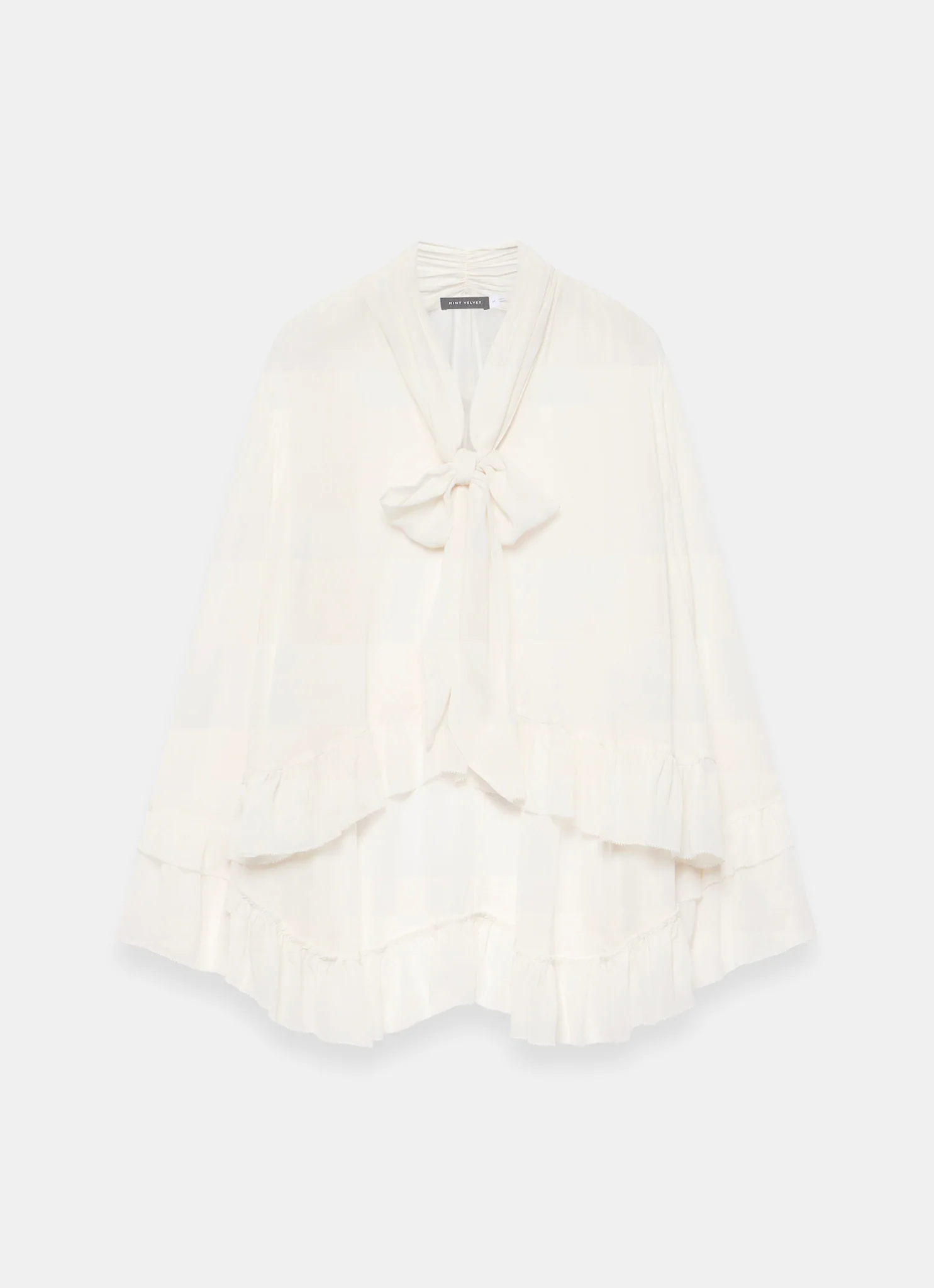 Cream Ruffle Tie Detail Blouse - Image 7