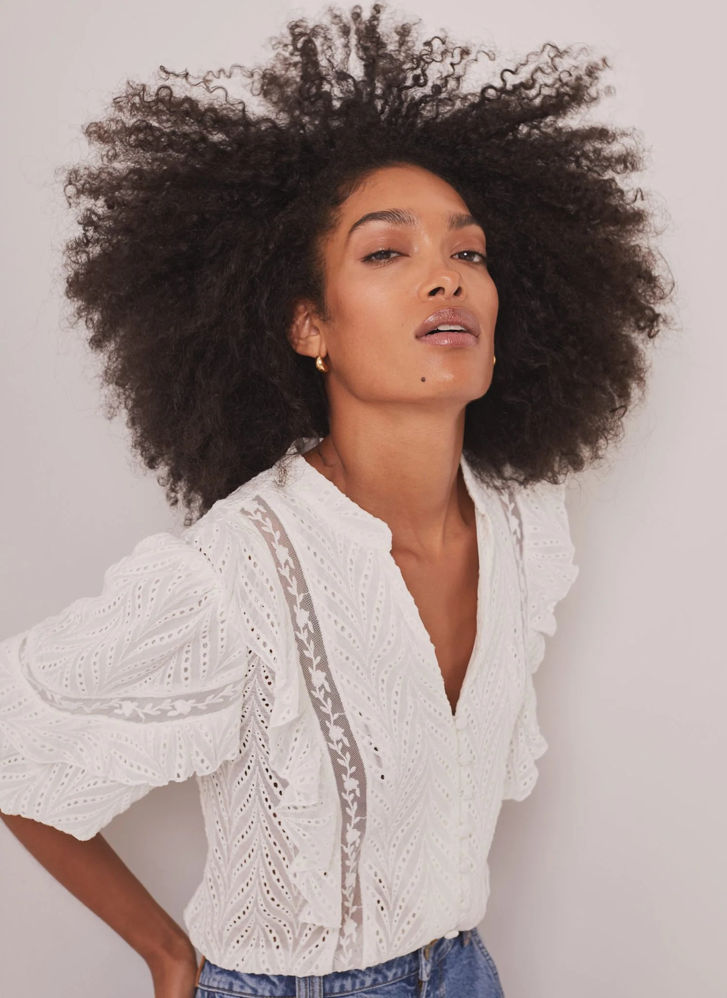 White Ruffle Puff Sleeve Blouse - Image 5
