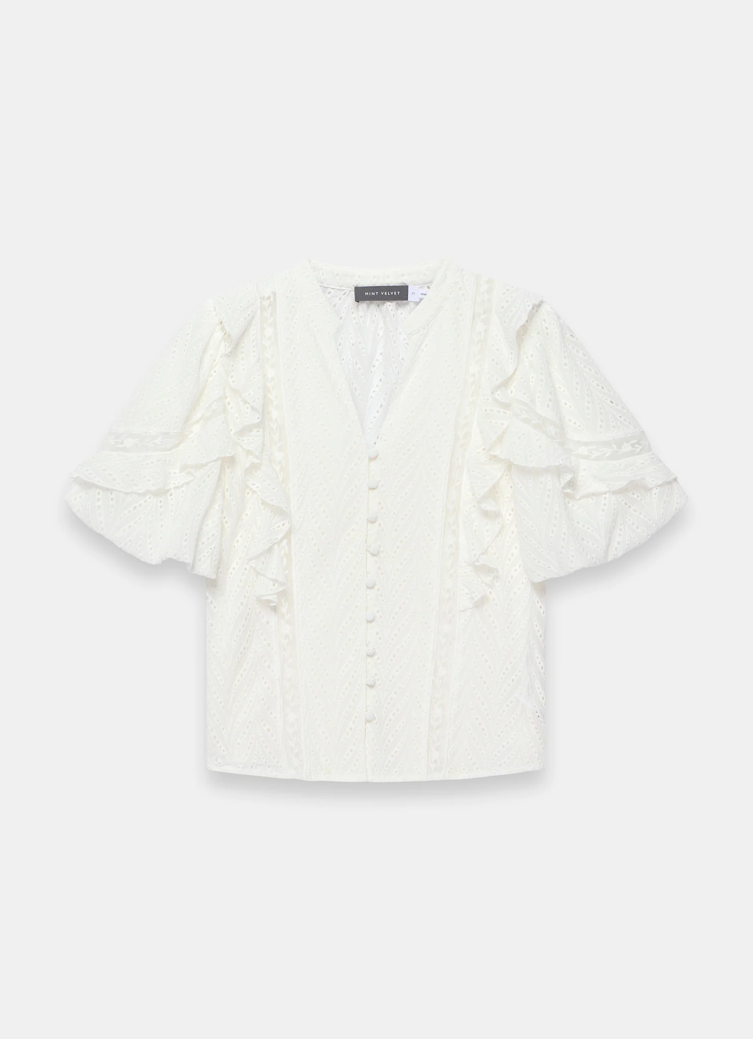 White Ruffle Puff Sleeve Blouse - Image 6