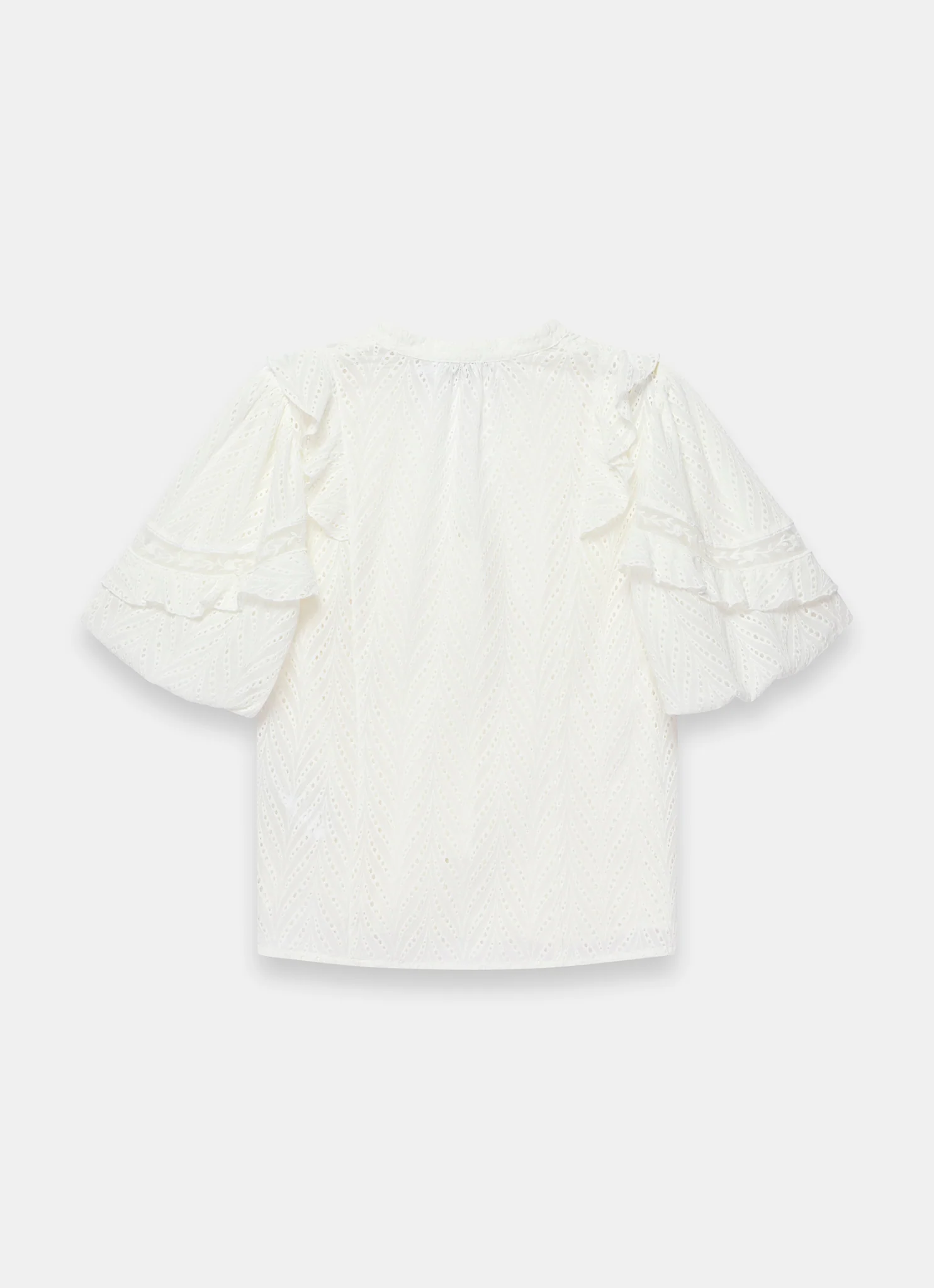 White Ruffle Puff Sleeve Blouse - Image 7
