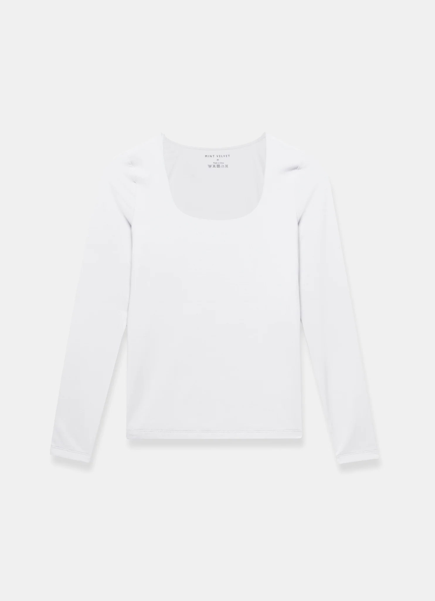 White Scoop Neck Long Sleeve Top - Image 6