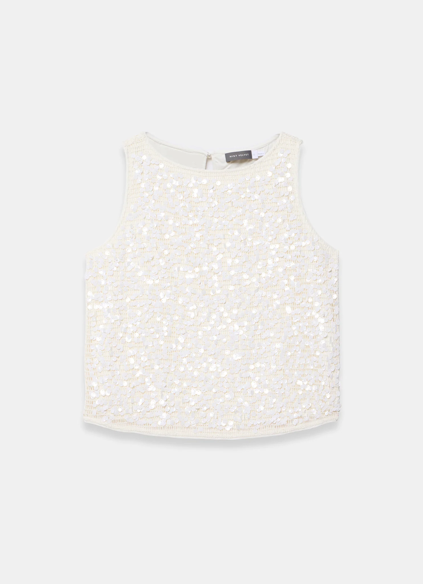 White Sequin Sleeveless Top - Image 7