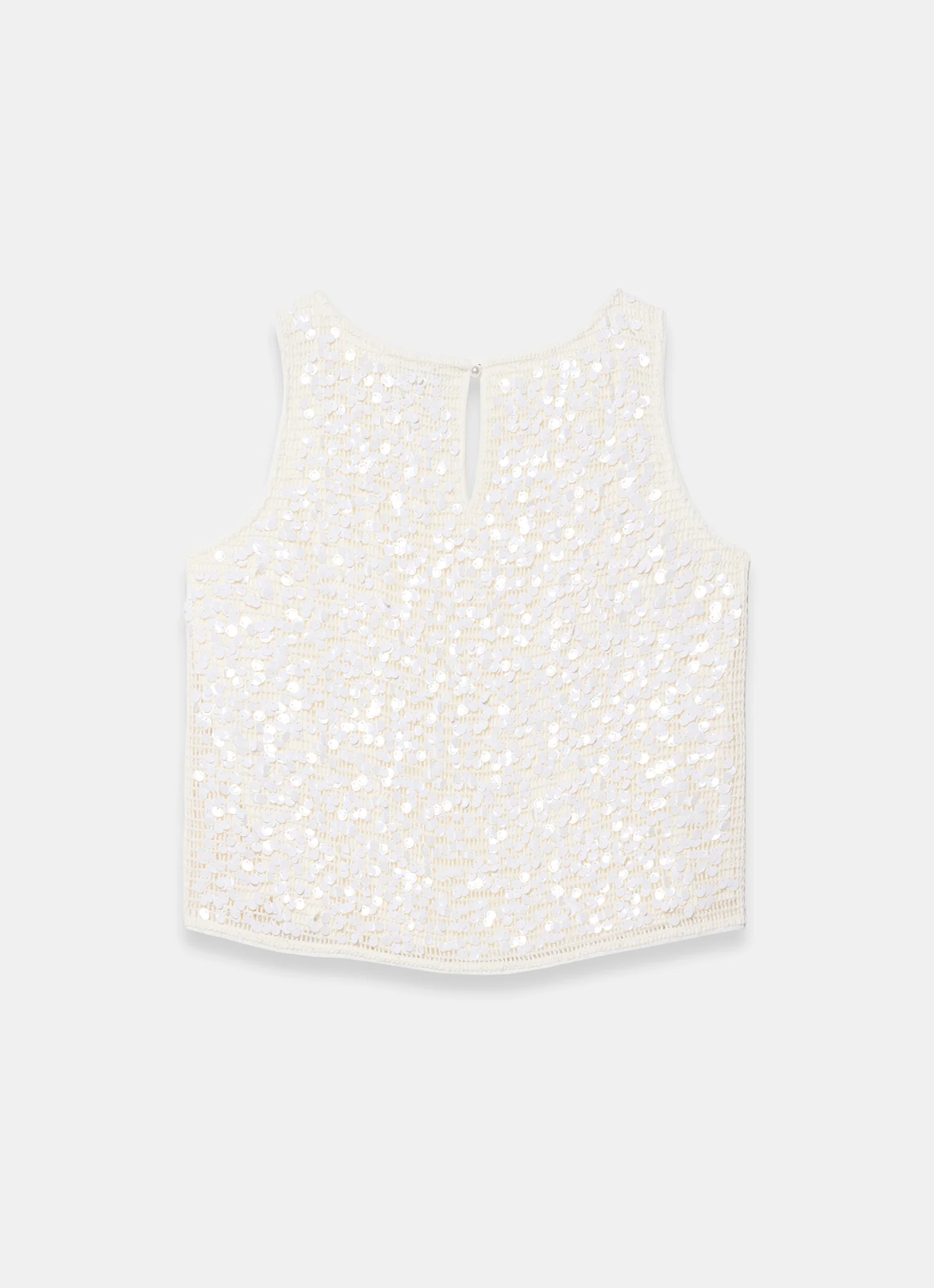 White Sequin Sleeveless Top - Image 8