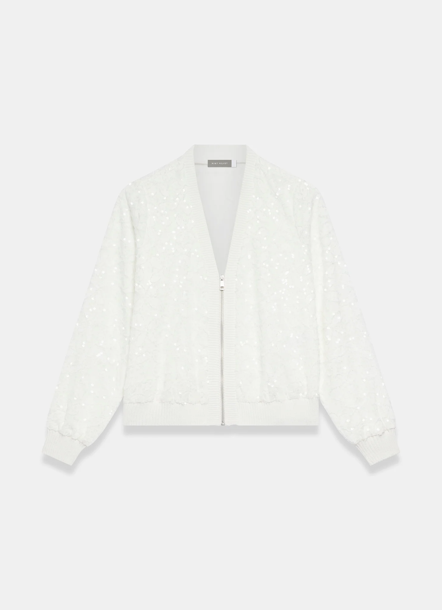 White Sequin Bomber Jacket - Image 5