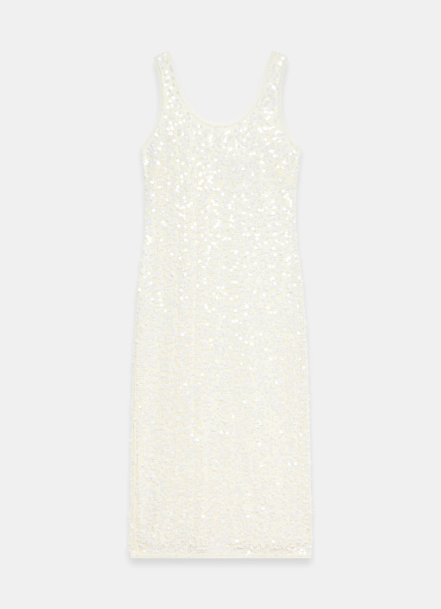 White Sequin Mesh Midi Dress - Image 7